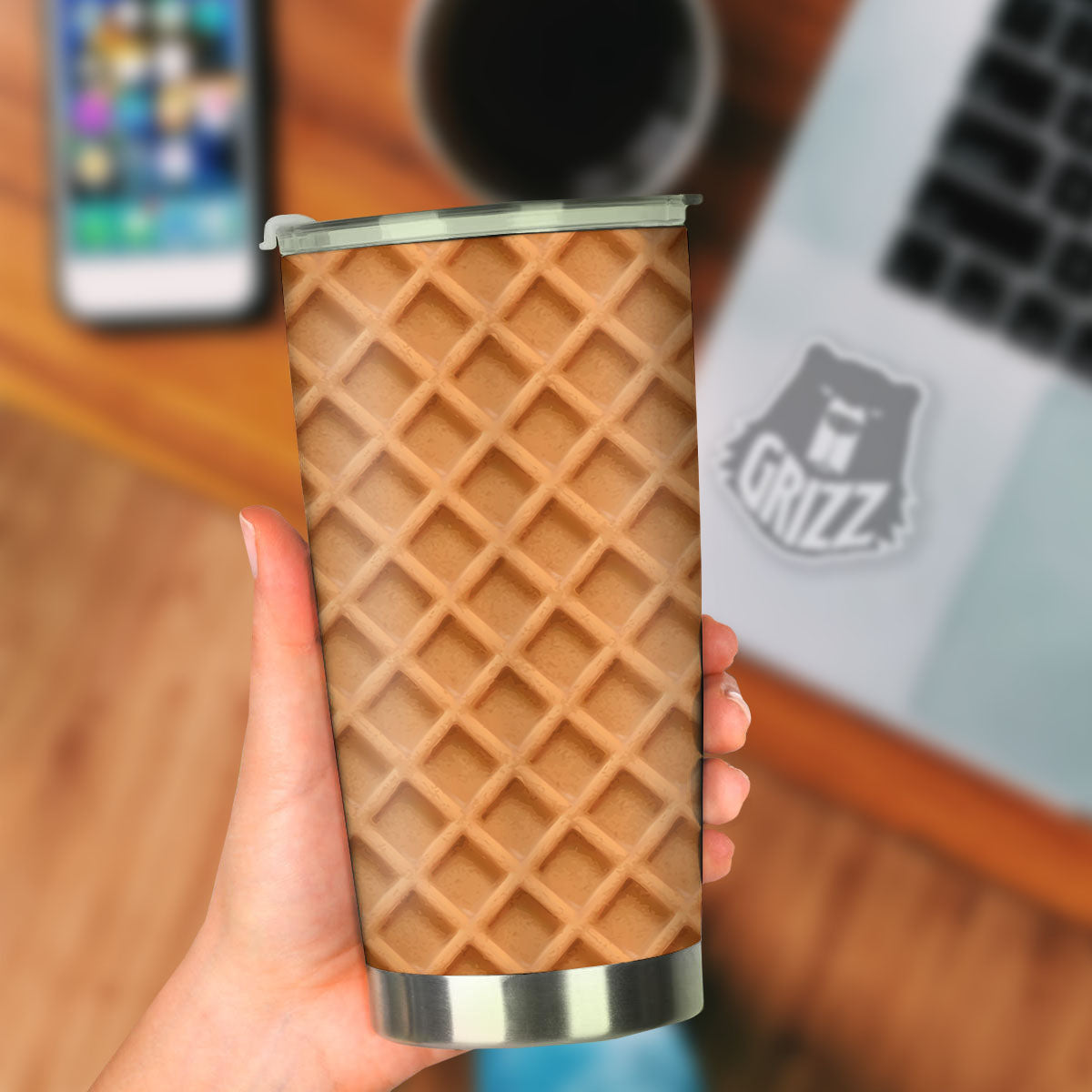 Pattern Waffle Print Tumbler-grizzshop