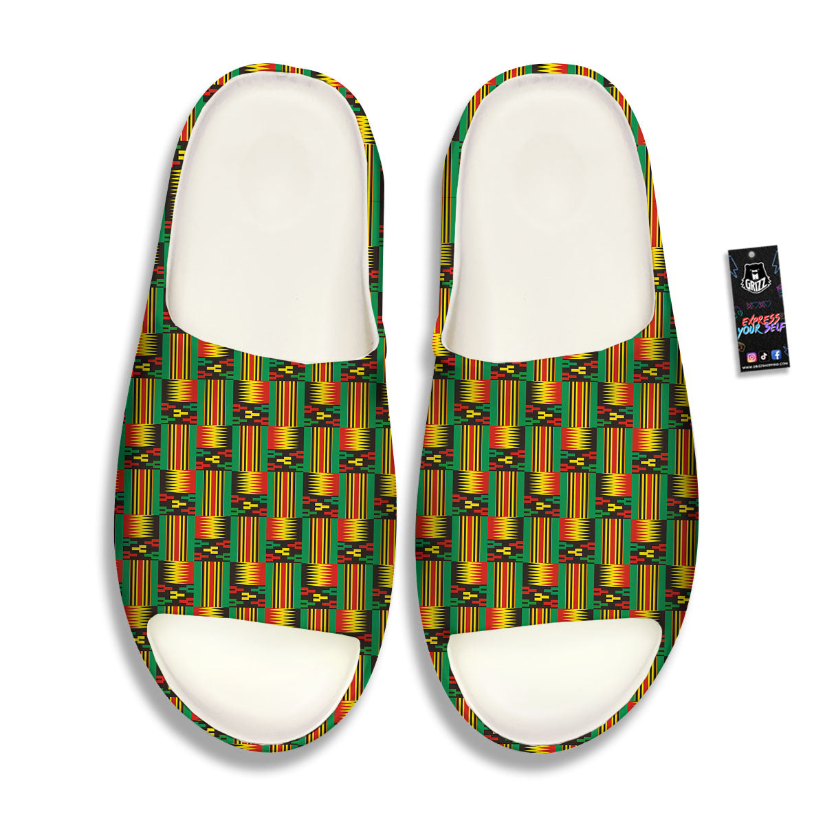 Pattern Kente Print Sandals-grizzshop