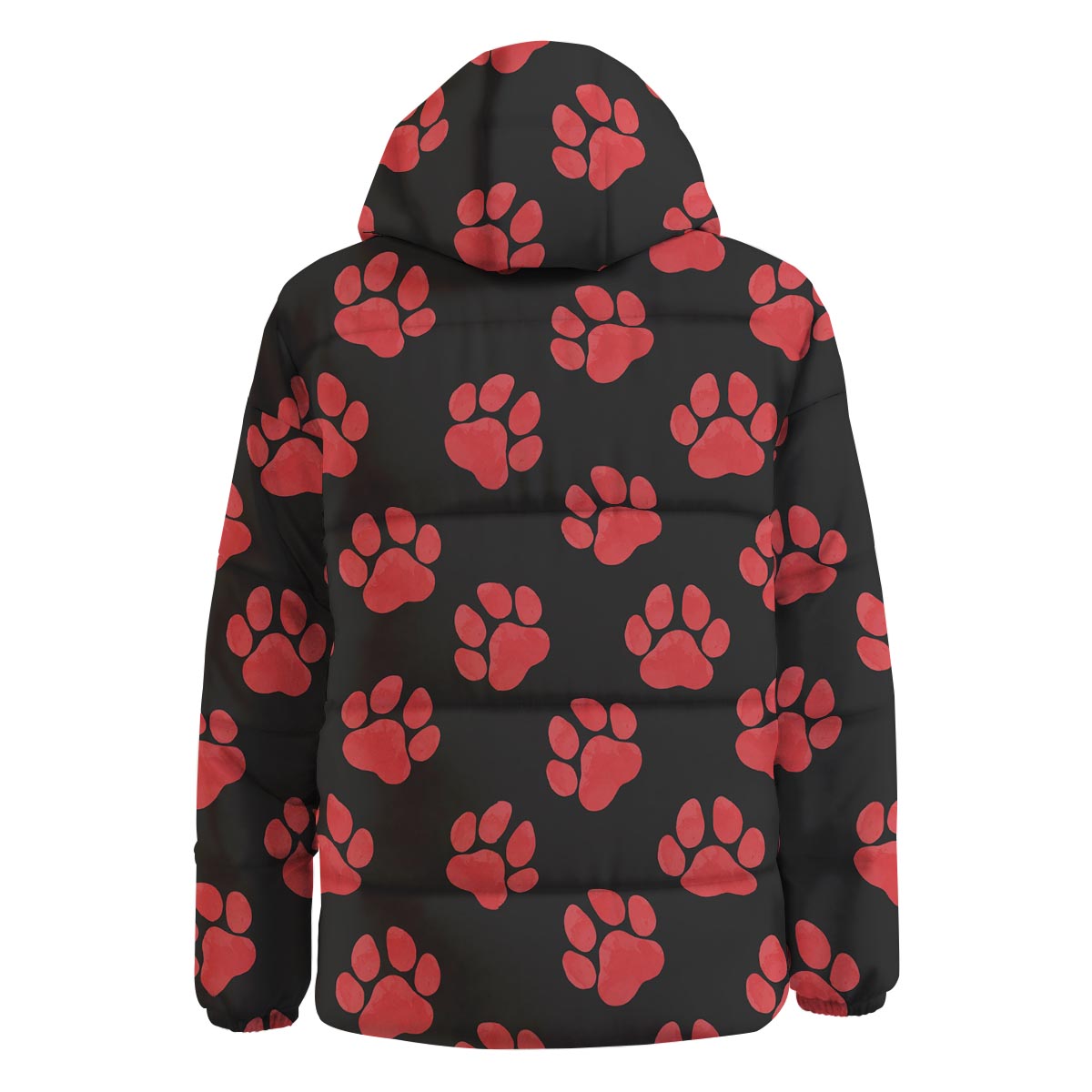 Paw Black And Red Print Pattern Down Jacket-grizzshop