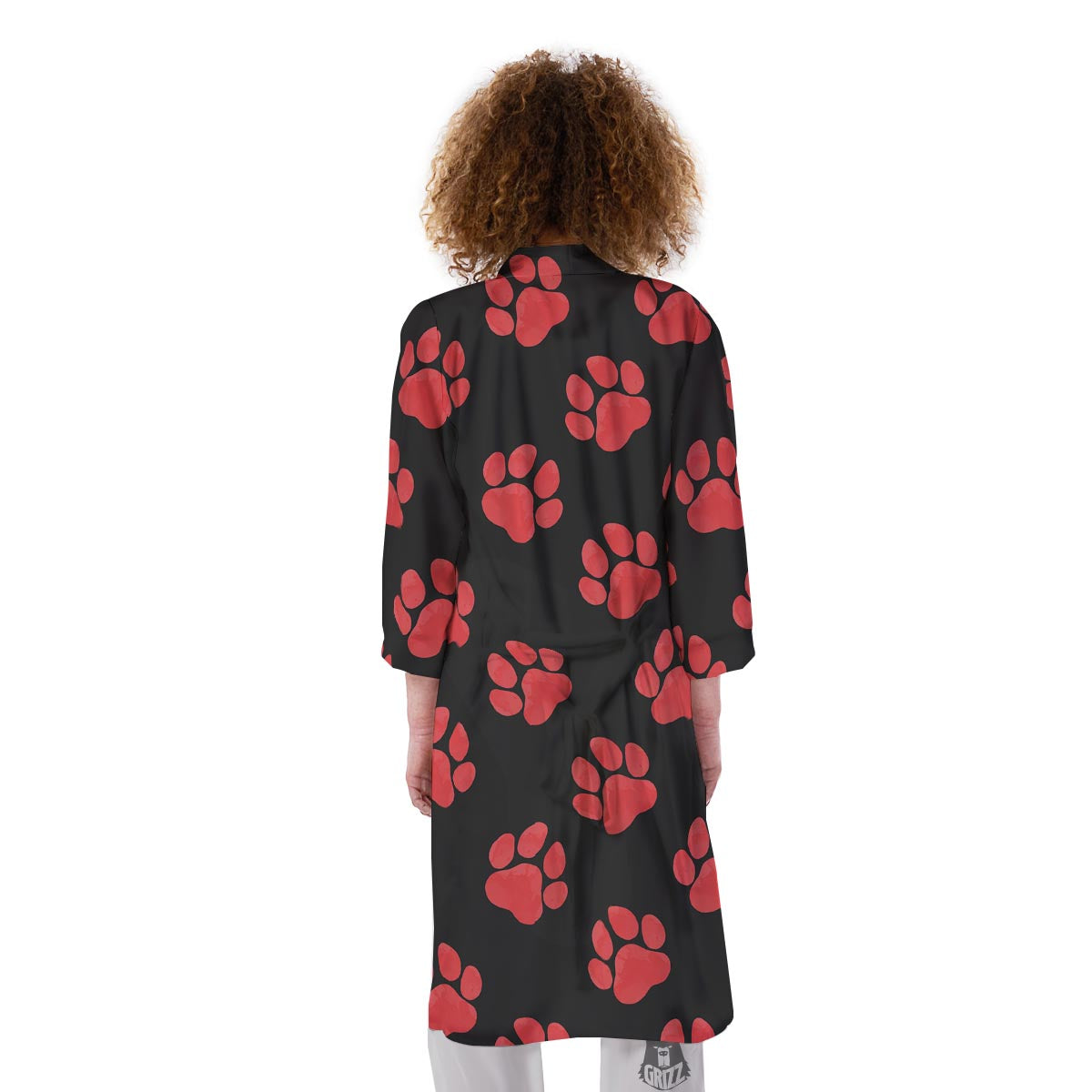 Paw Black And Red Print Pattern Kimono-grizzshop