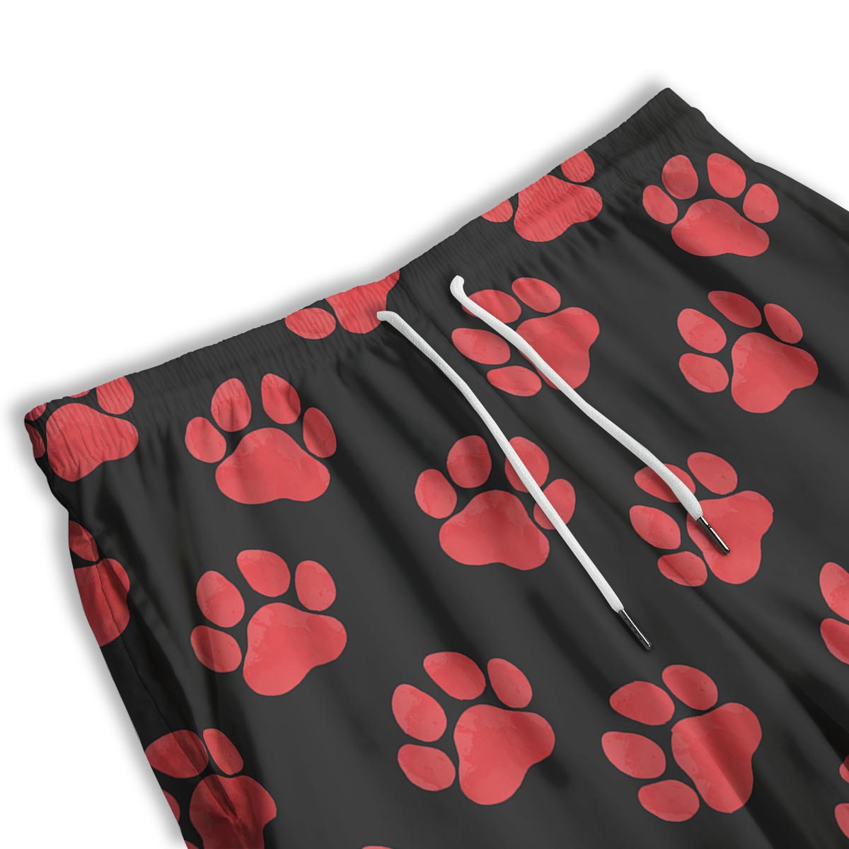 Paw Black And Red Print Pattern Men's Athletic Shorts