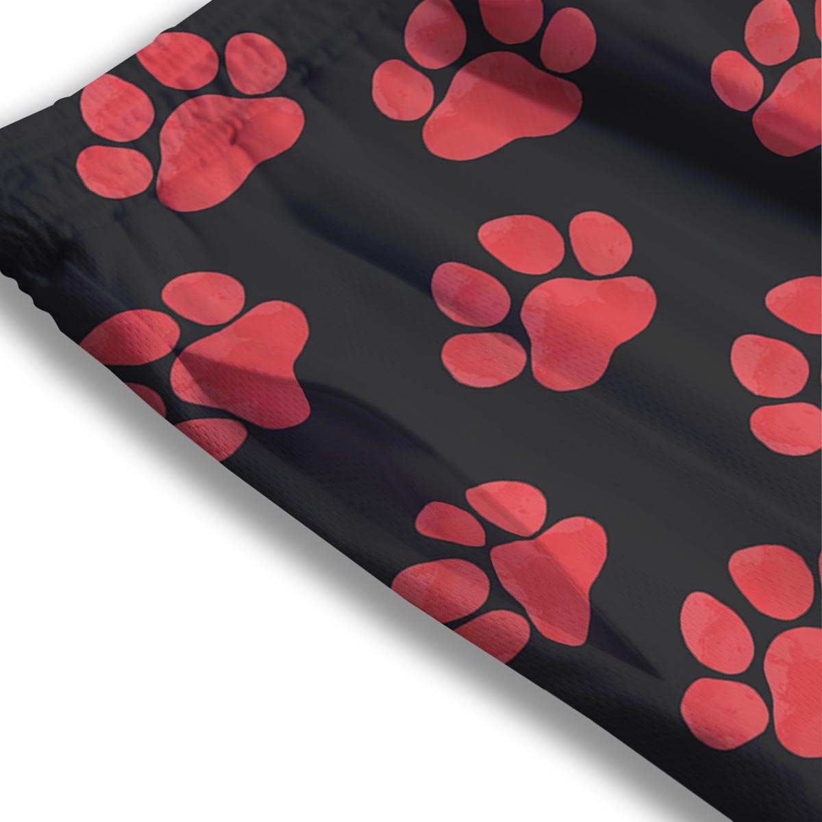 Paw Black And Red Print Pattern Mesh Shorts
