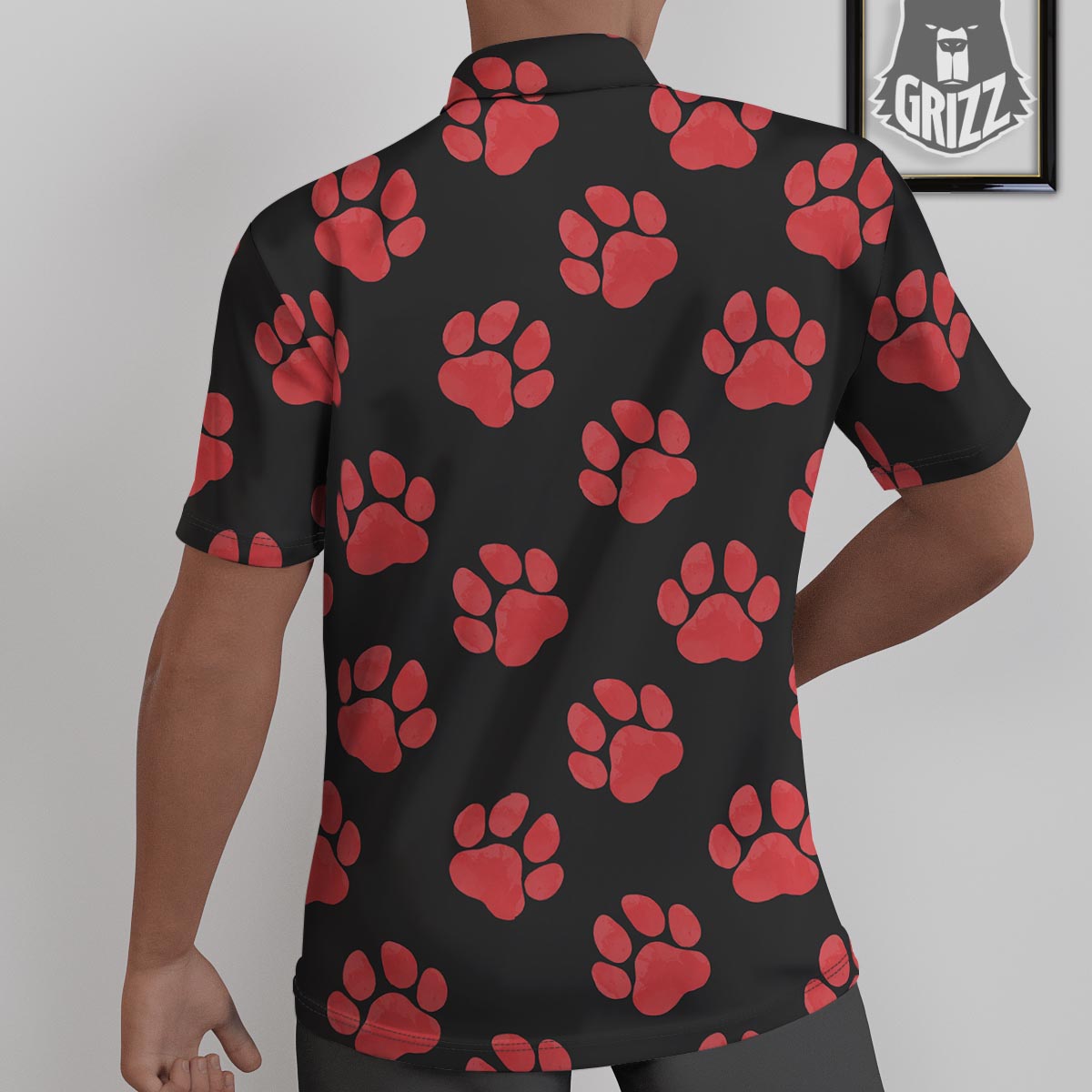 Paw Black And Red Print Pattern Untucked Shirts-grizzshop