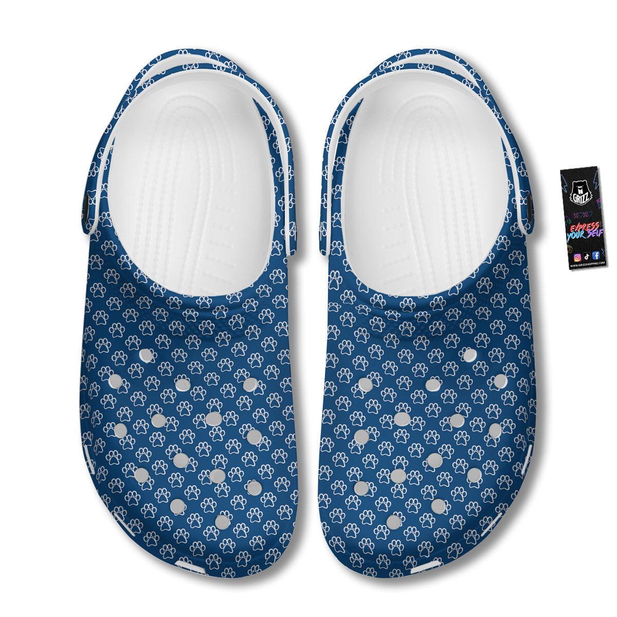 Paw Blue Animal Print Pattern Clog-grizzshop