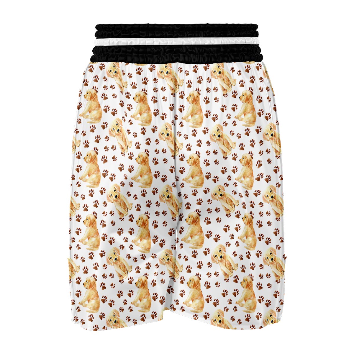 Paw Golden Retriever Pattern Print Boxing Shorts-grizzshop