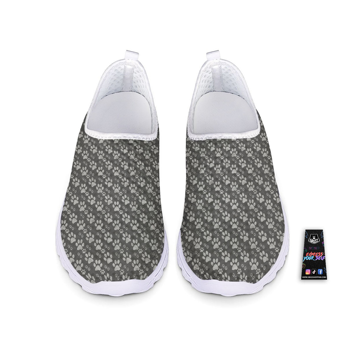 Paw Grey Animal Print Pattern Nurse Shoes-grizzshop