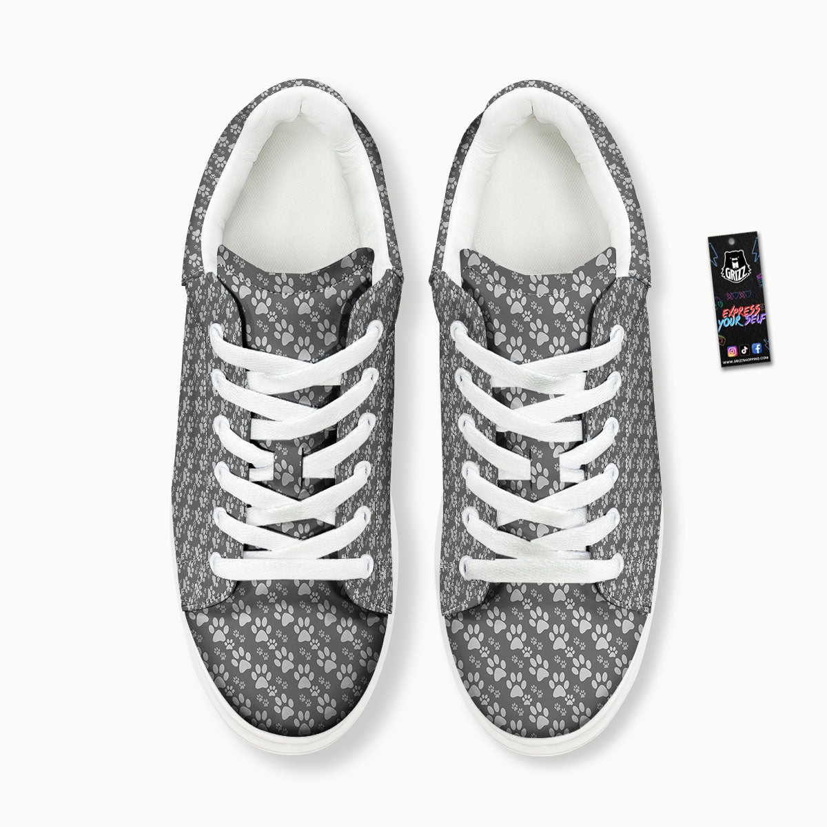 Paw Grey Animal Print Pattern Platform Shoes-grizzshop