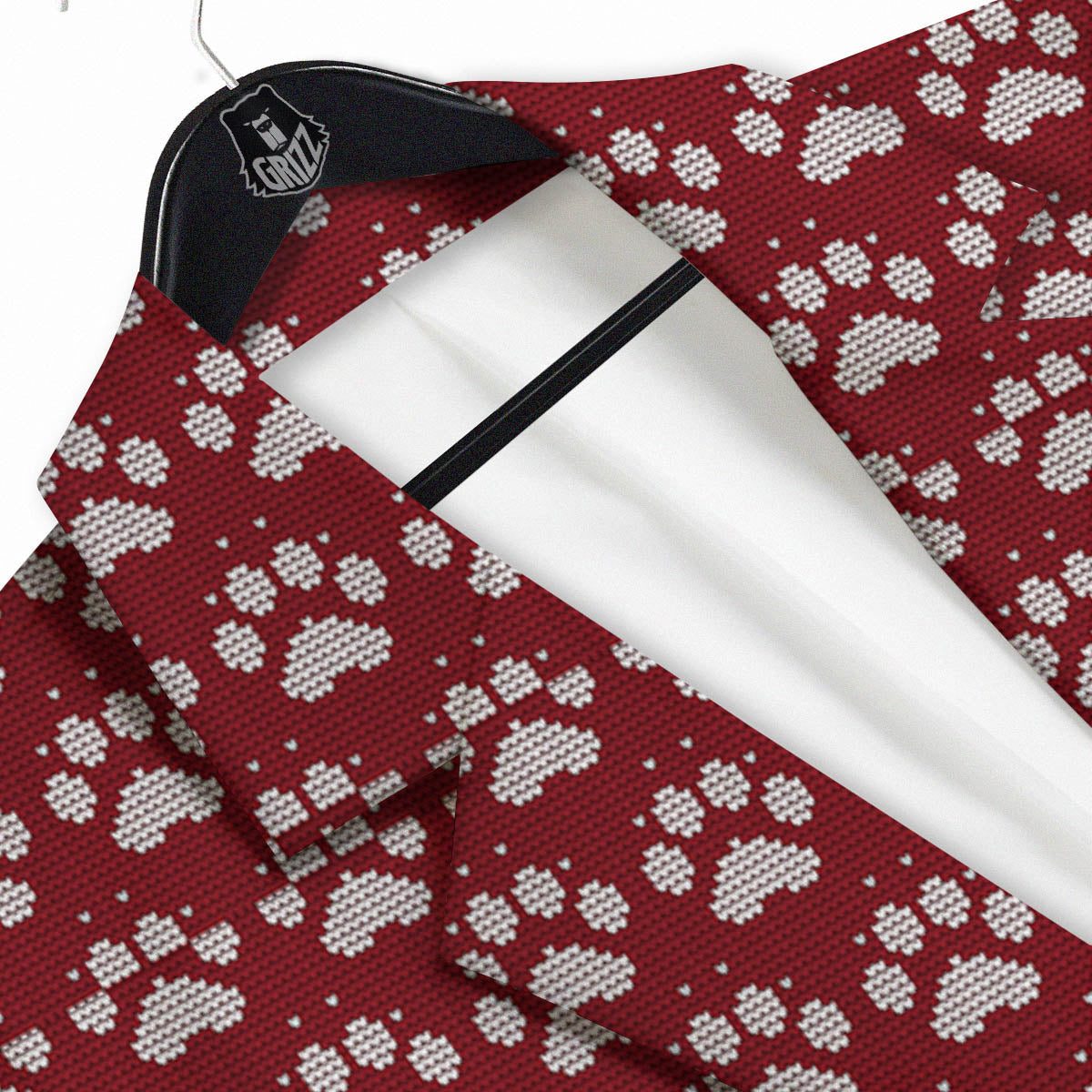 Paw Knitted Christmas Print Pattern Men's Sport Coat-grizzshop