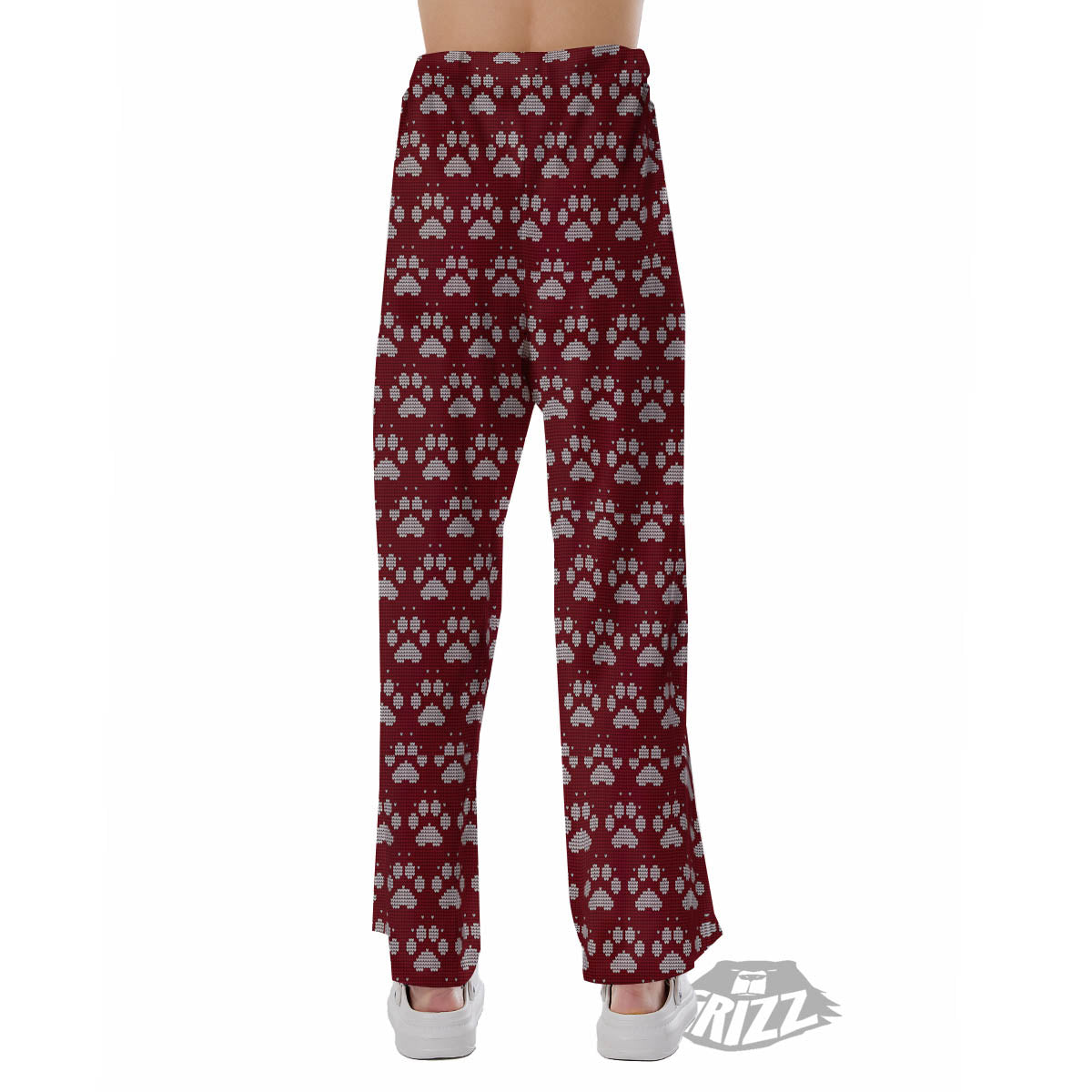 Paw Knitted Christmas Print Pattern Pajama Pants-grizzshop