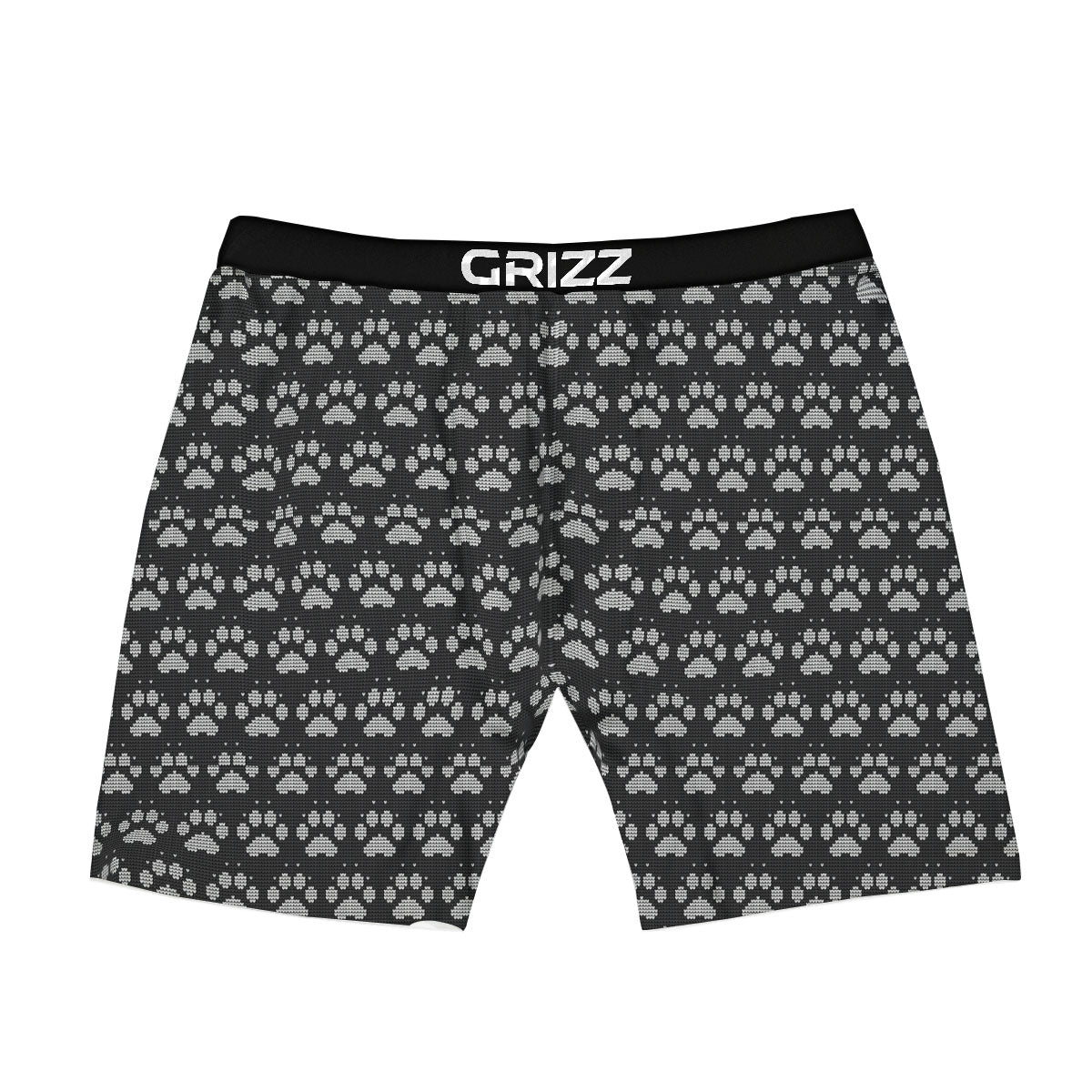 Paw Knitted White And Grey Print Pattern Boxer Briefs-grizzshop