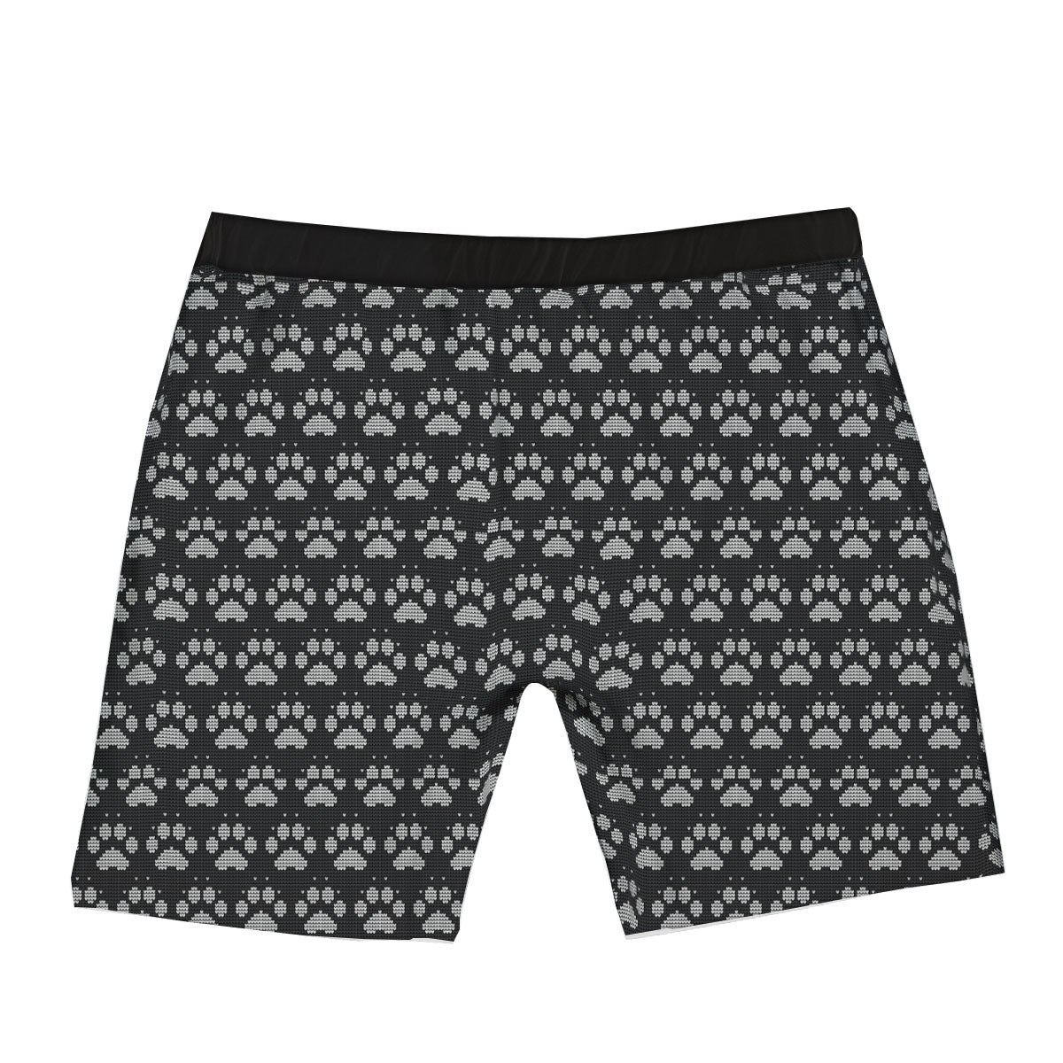 Paw Knitted White And Grey Print Pattern Boxer Briefs-grizzshop