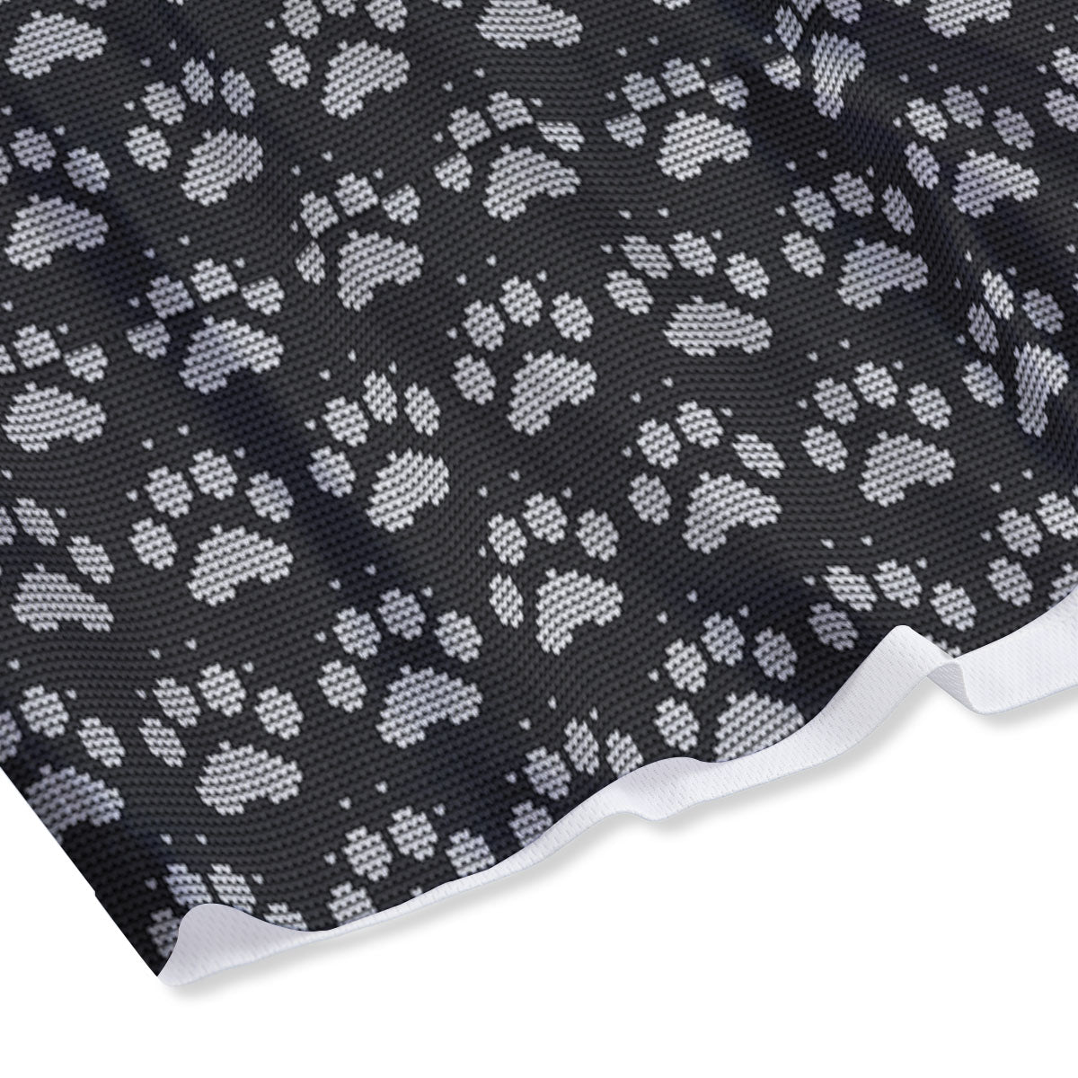 Paw Knitted White And Grey Print Pattern Mesh Shorts