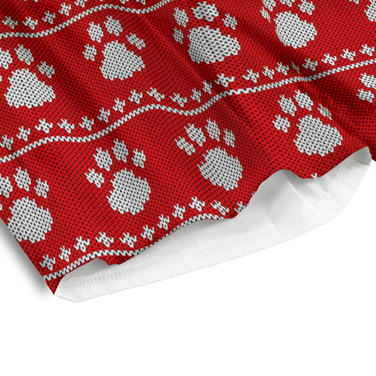 Paw Knitted White And Red Print Pattern Men's Athletic Shorts