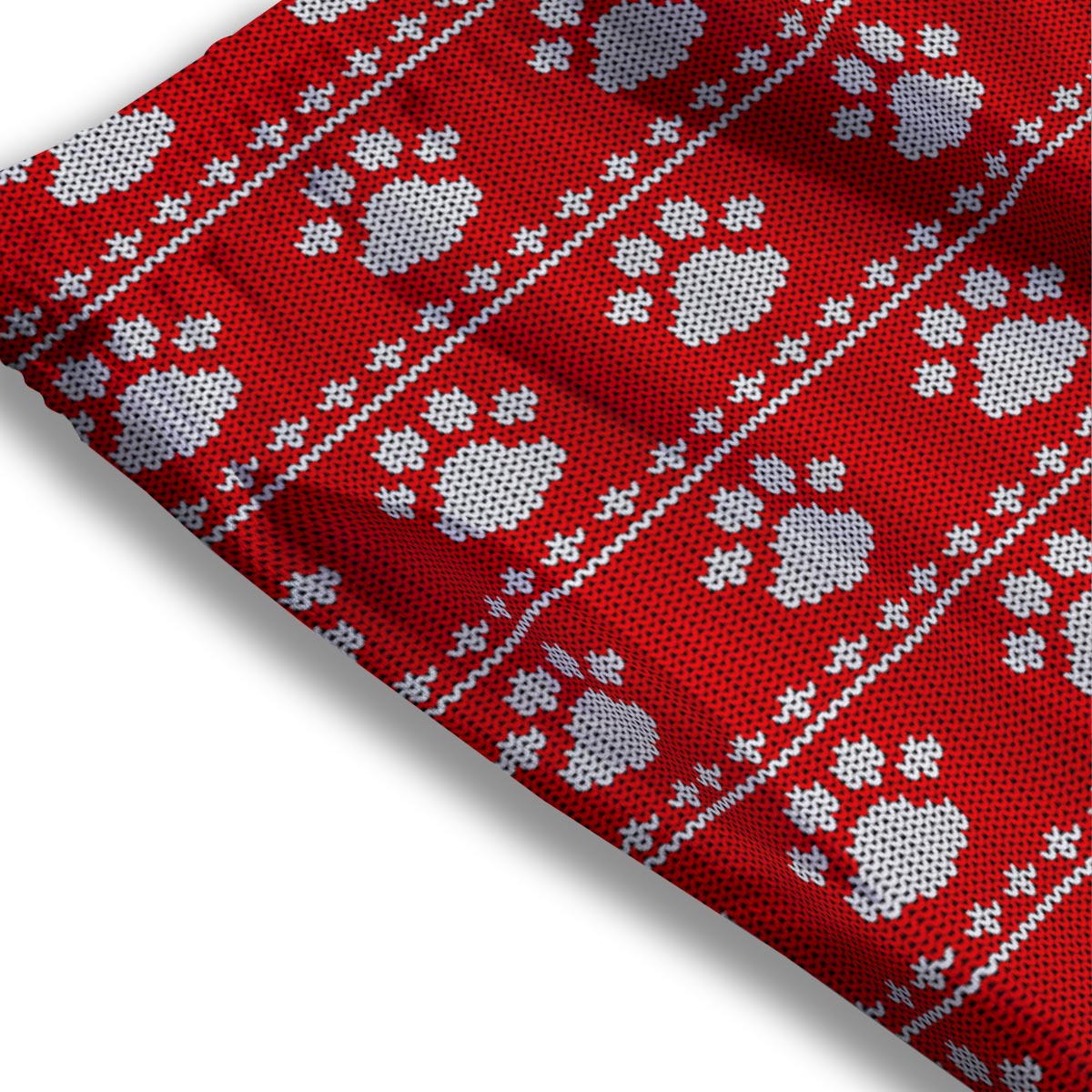 Paw Knitted White And Red Print Pattern Mesh Shorts