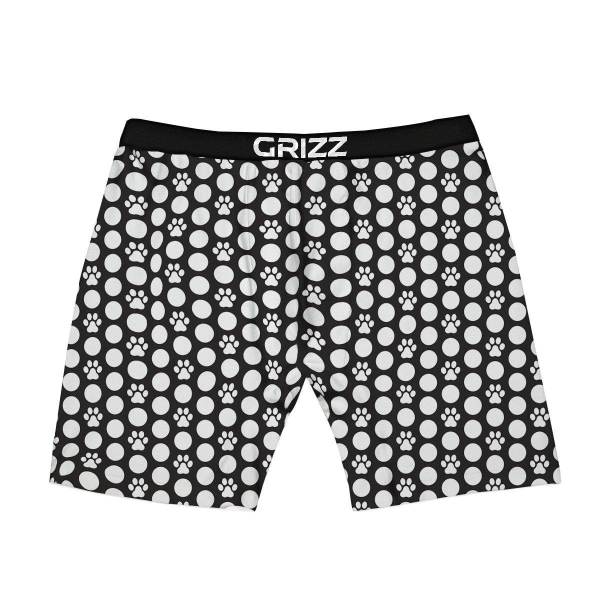 Paw Polka Dot White And Black And Print Boxer Briefs-grizzshop