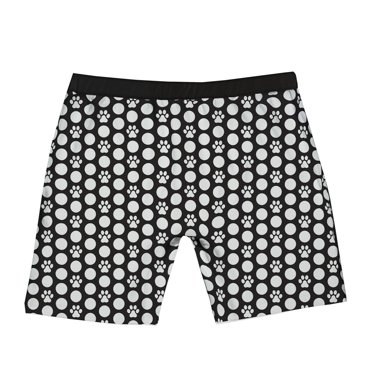 Paw Polka Dot White And Black And Print Boxer Briefs-grizzshop