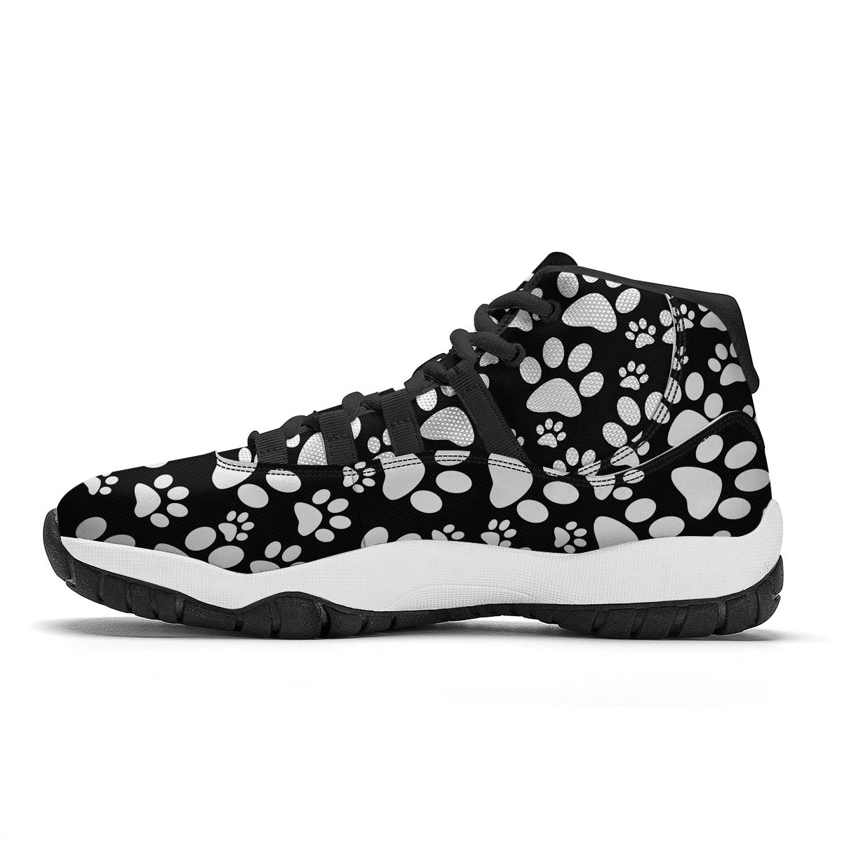Paw Print Pattern Black Bball Shoes-grizzshop