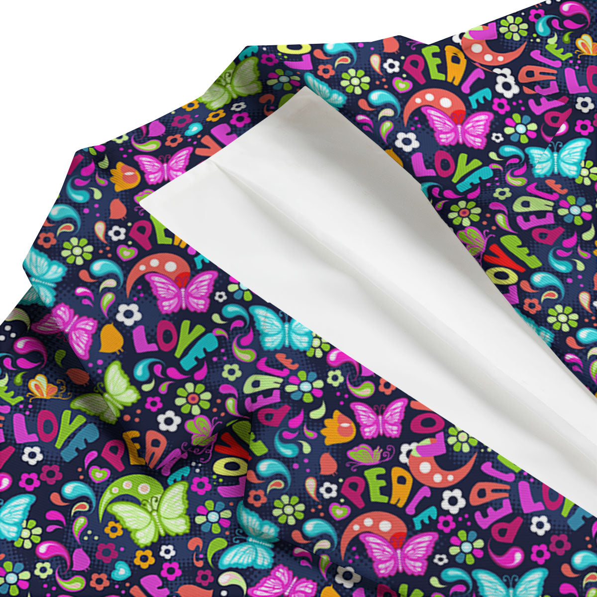 Peace Groovy Girly Print Pattern Men's Blazer-grizzshop