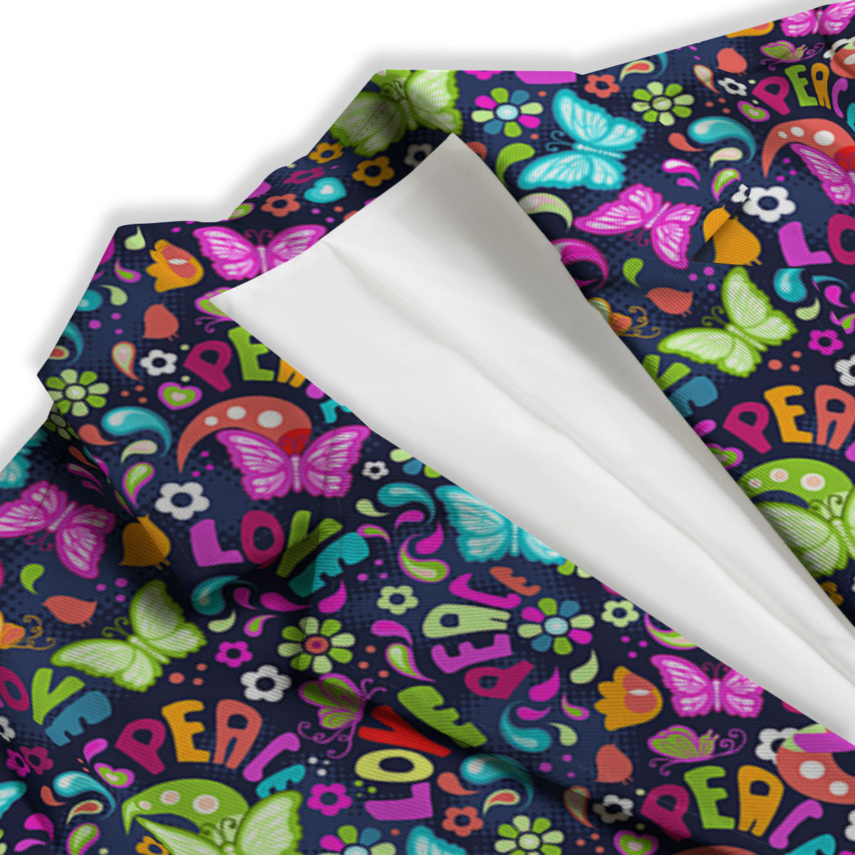 Peace Groovy Girly Print Pattern Women's Blazer-grizzshop