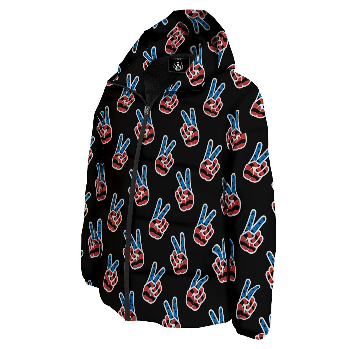 Peace Sign American Patriotic Print Pattern Down Jacket-grizzshop