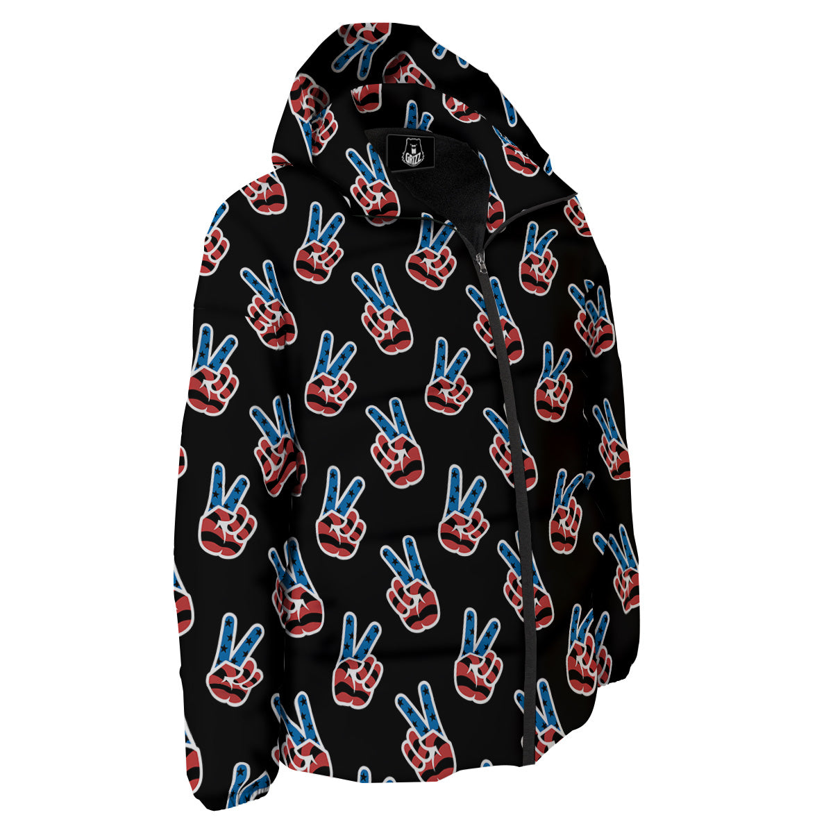 Peace Sign American Patriotic Print Pattern Down Jacket-grizzshop