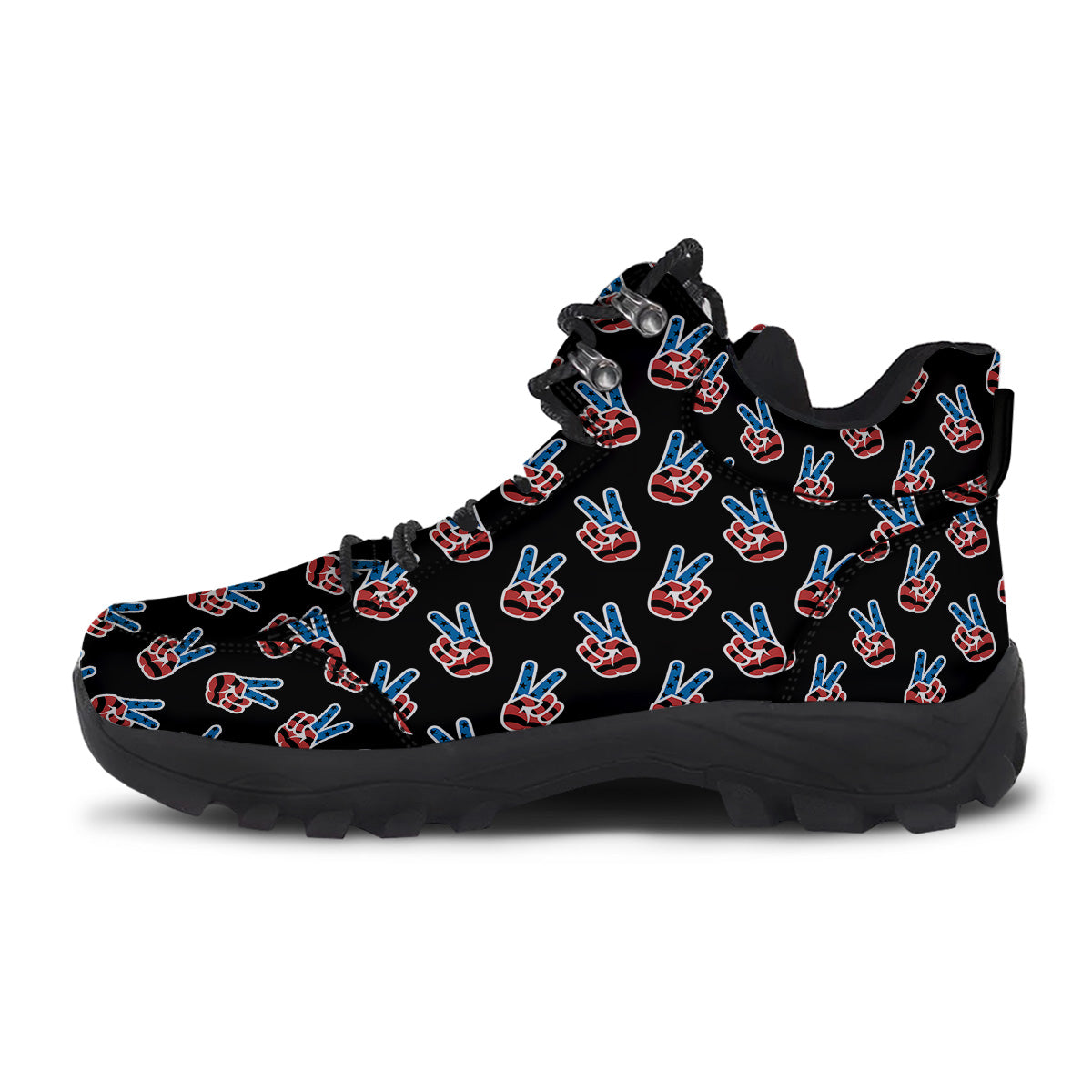 Peace Sign American Patriotic Print Pattern Hiking Shoes-grizzshop