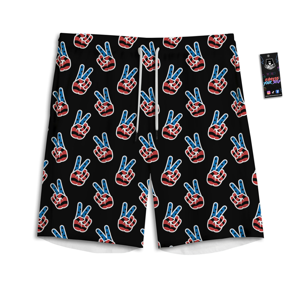 Peace Sign American Patriotic Print Pattern Men's Athletic Shorts