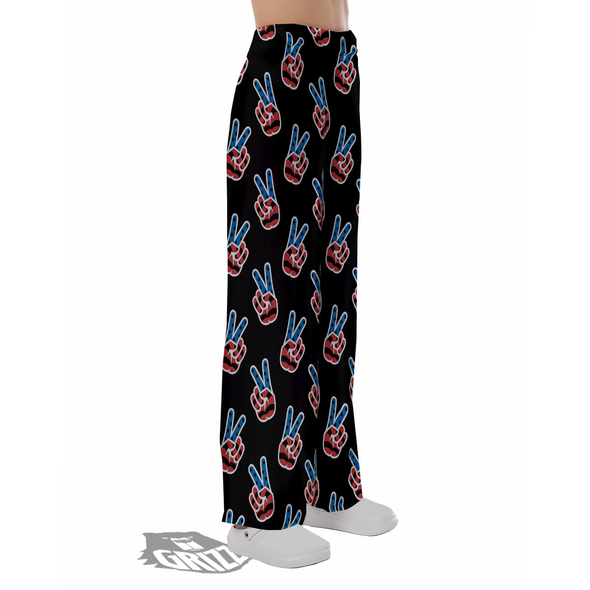 Peace Sign American Patriotic Print Pattern Pajama Pants-grizzshop
