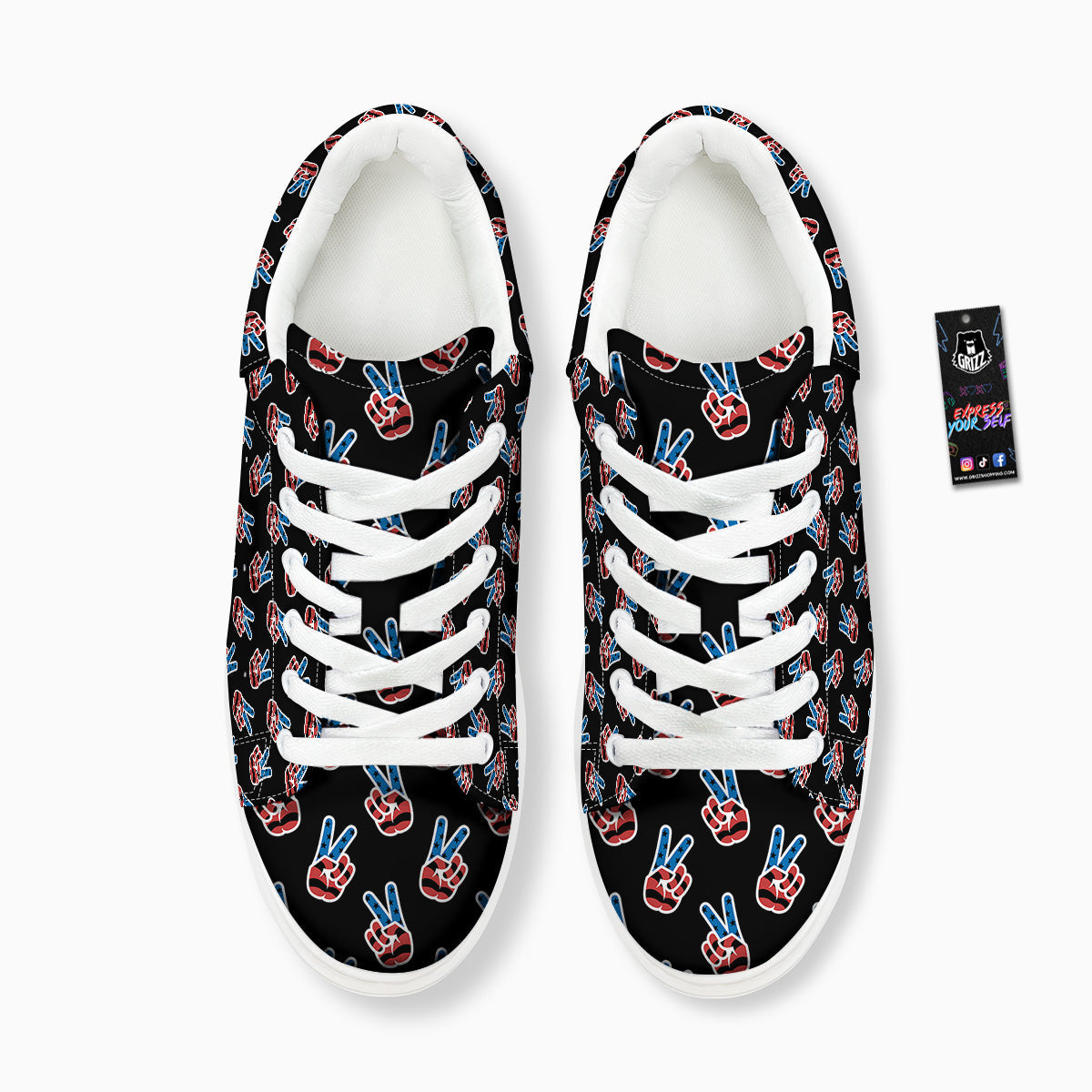 Peace Sign American Patriotic Print Pattern Platform Shoes-grizzshop