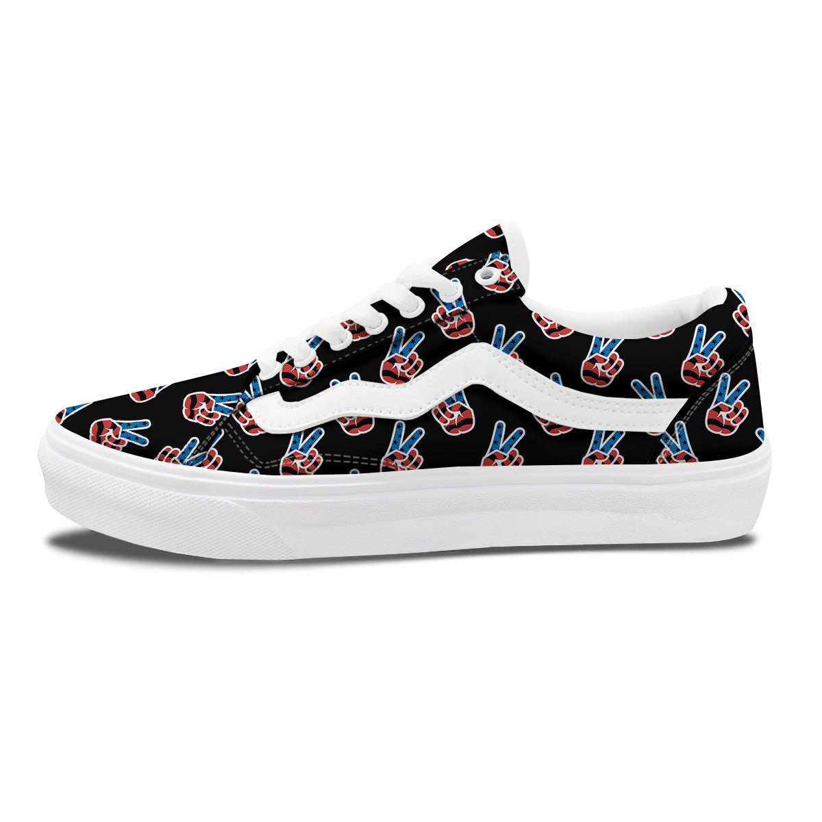 Peace Sign American Patriotic Print Pattern Skate Shoes-grizzshop