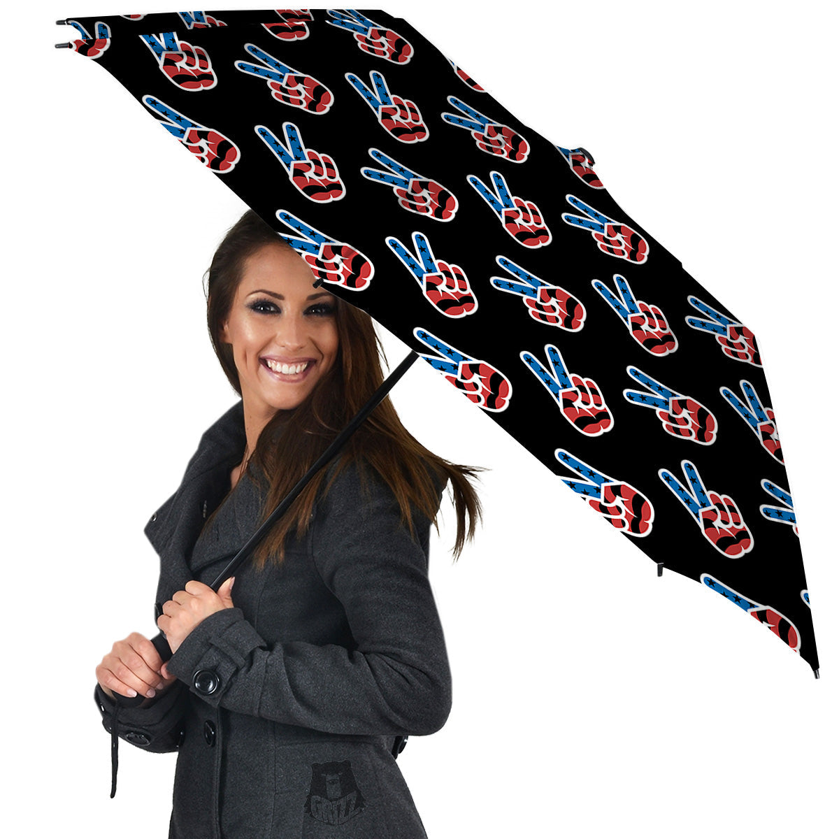 Peace Sign American Patriotic Print Pattern Umbrella-grizzshop