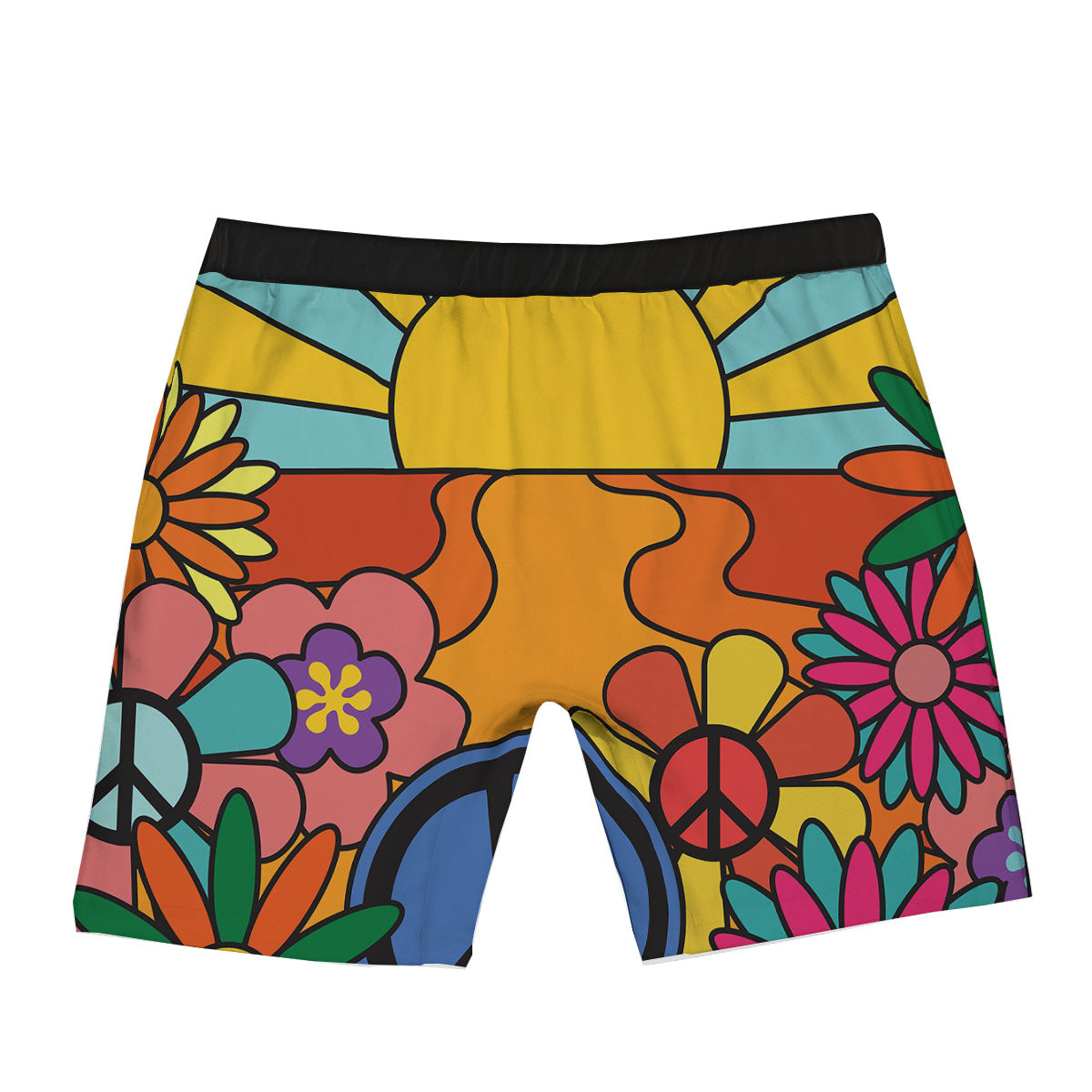 Peace Sign Hippie Flower Print Boxer Briefs-grizzshop