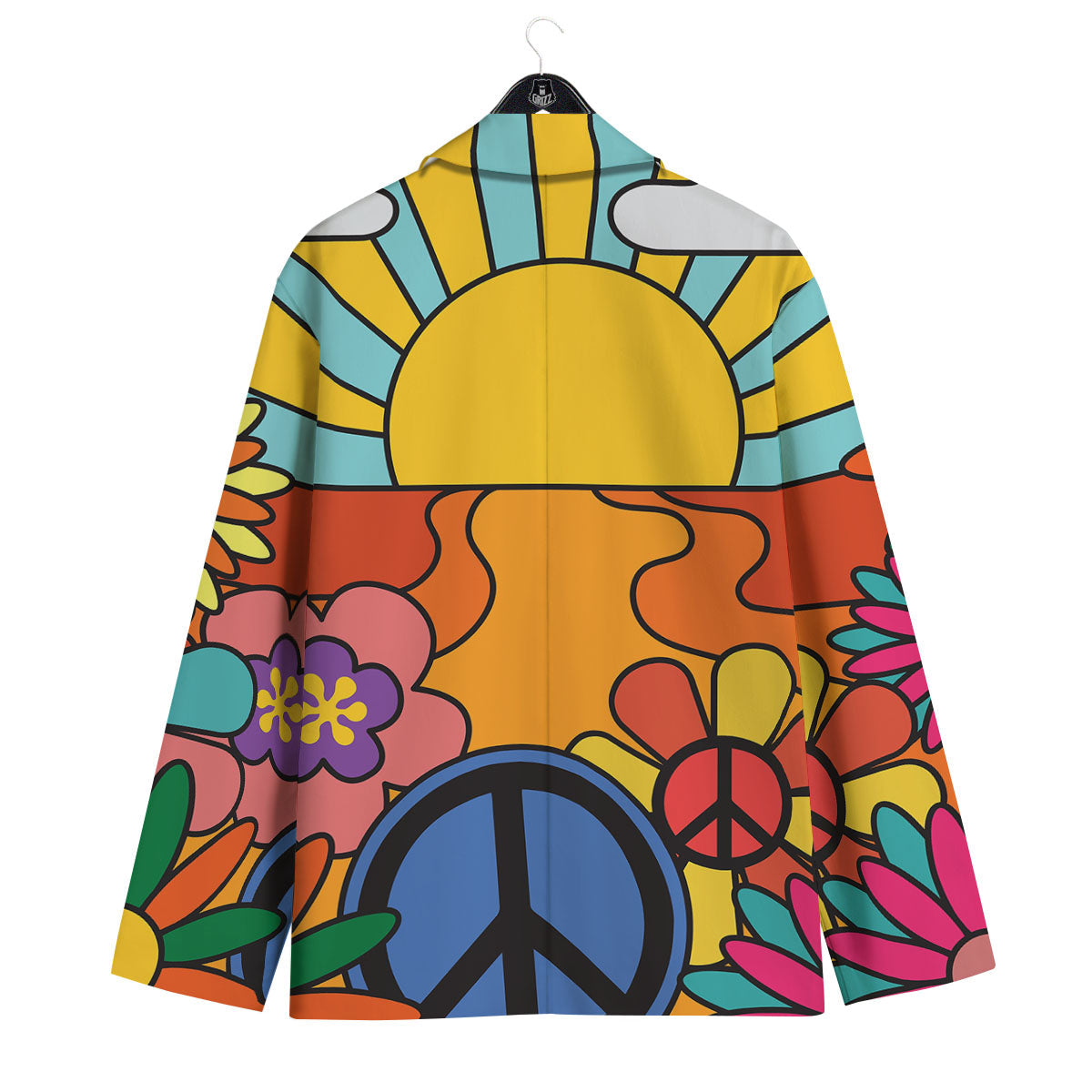 Peace Sign Hippie Flower Print Men's Sport Coat-grizzshop
