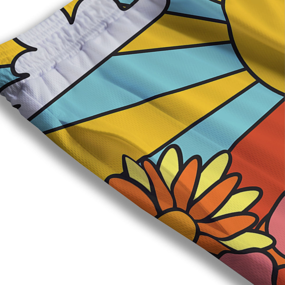 Peace Sign Hippie Flower Print Mesh Shorts