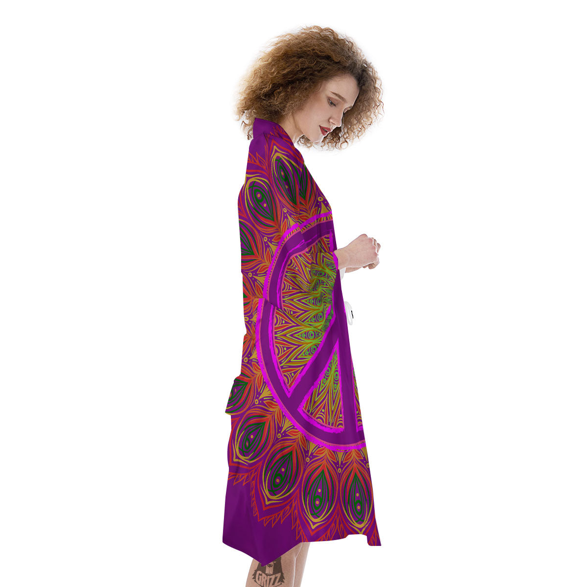 Peace Sign Psychedelic Hippie Print Kimono-grizzshop