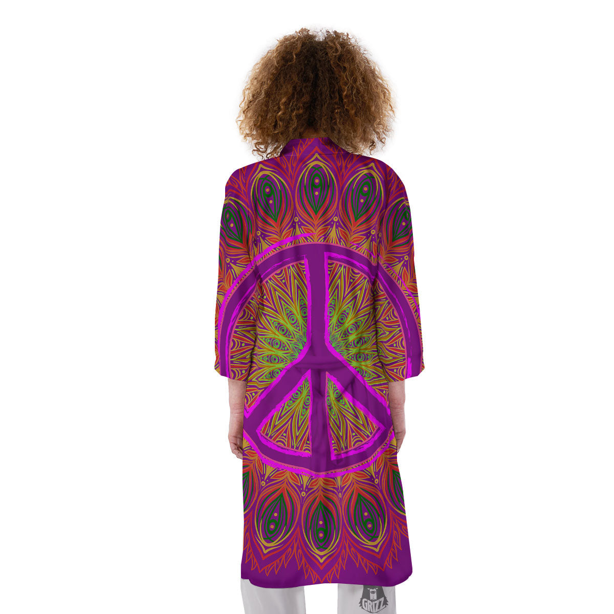 Peace Sign Psychedelic Hippie Print Kimono-grizzshop