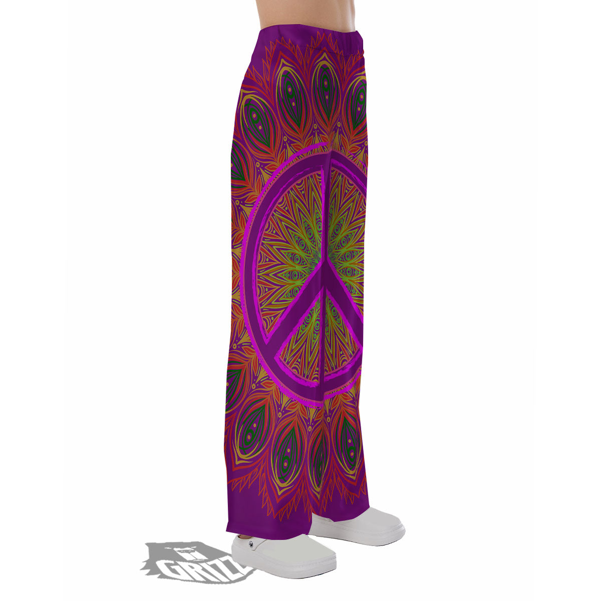 Peace Sign Psychedelic Hippie Print Pajama Pants-grizzshop