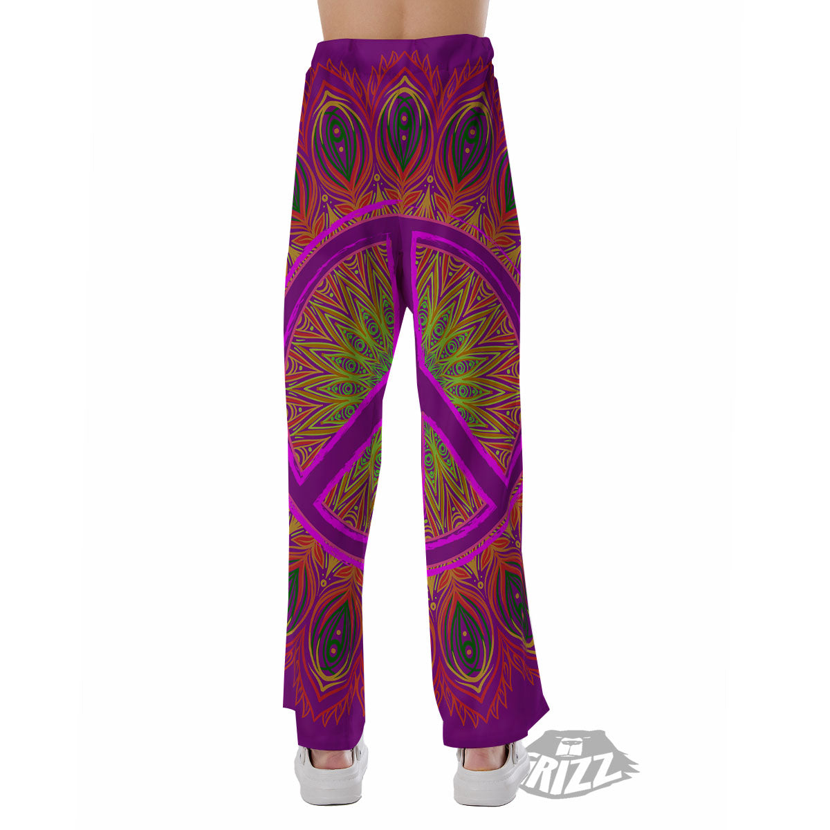 Peace Sign Psychedelic Hippie Print Pajama Pants-grizzshop