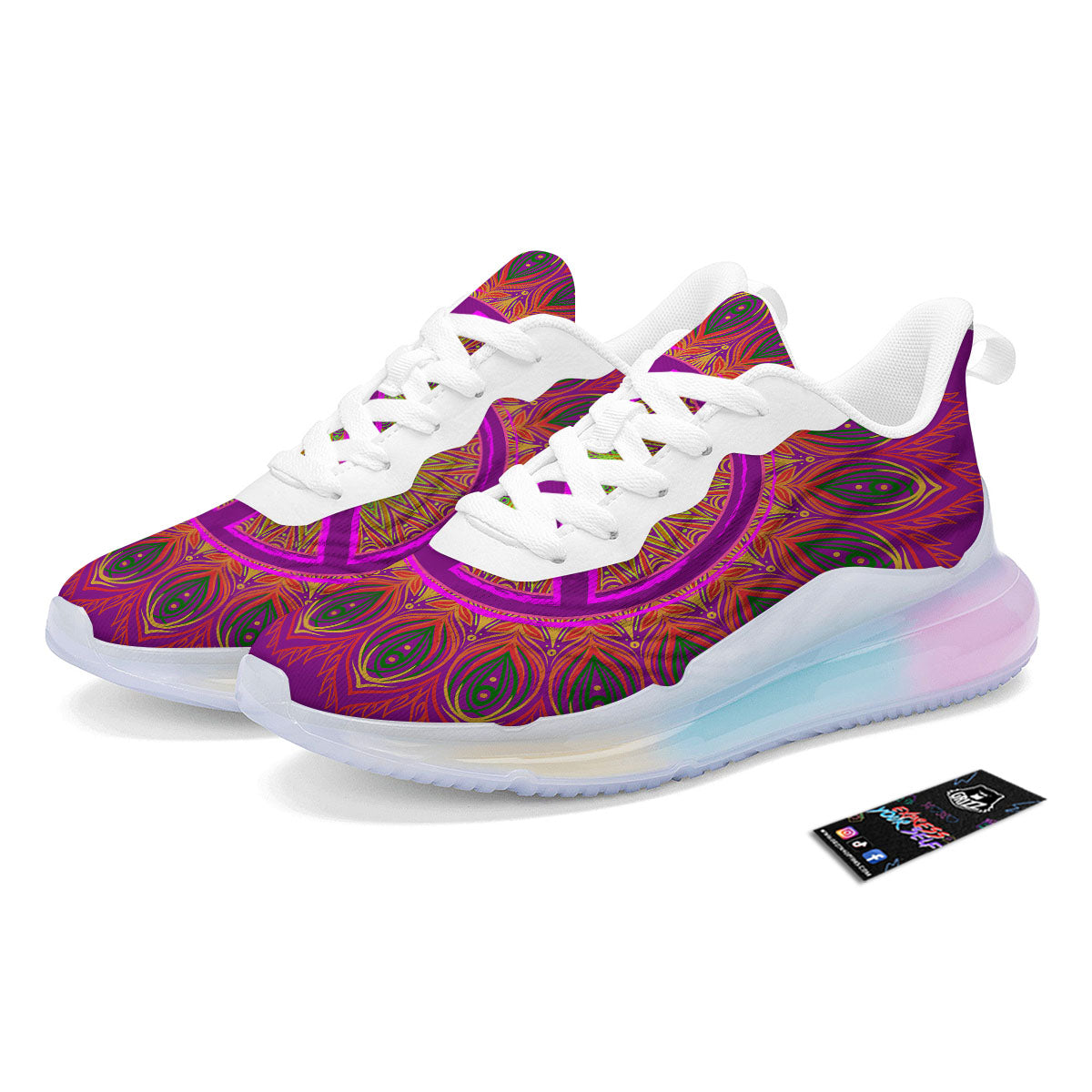 Peace Sign Psychedelic Hippie Print Running Sneakers-grizzshop
