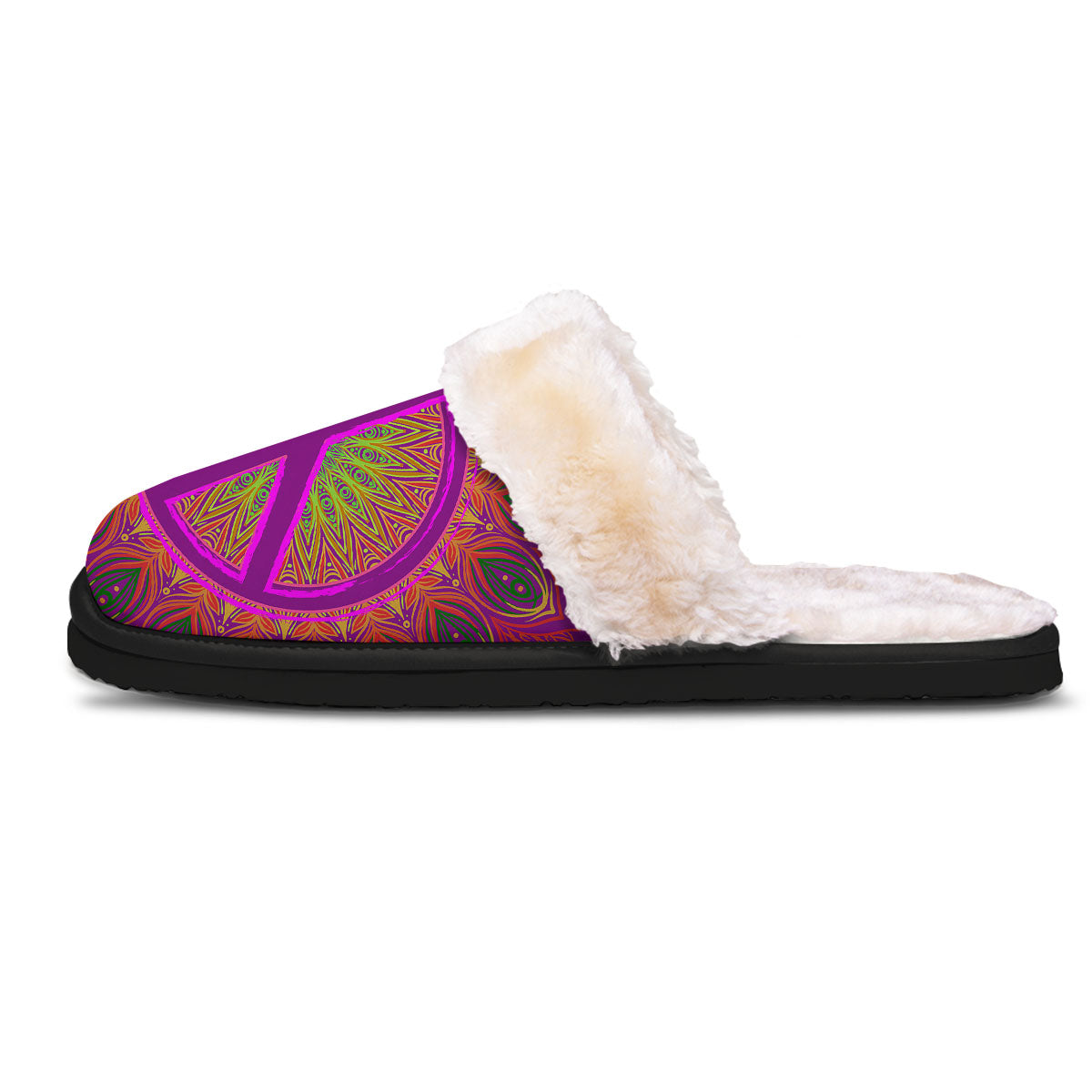 Peace Sign Psychedelic Hippie Print Slippers-grizzshop