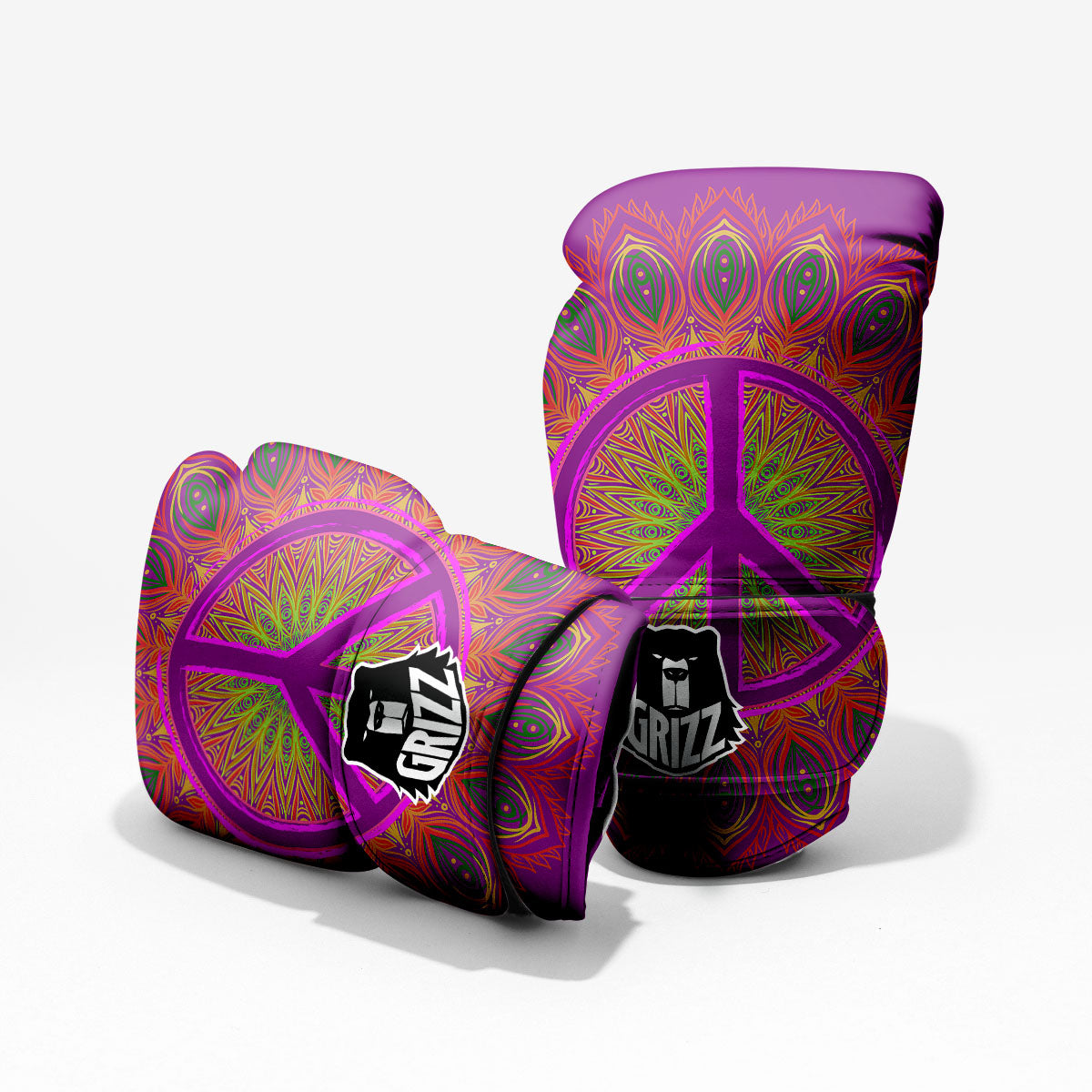 Peace Sign Psychedelic Hippie Print Pro Boxing Glove