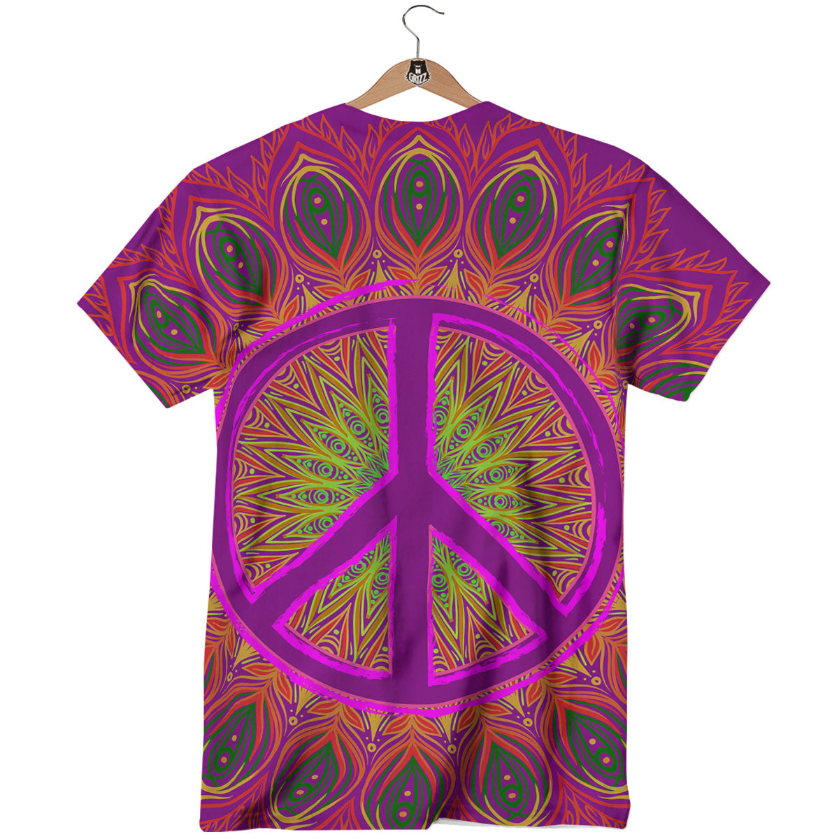 Peace Sign Psychedelic Hippie Print T-Shirt-grizzshop