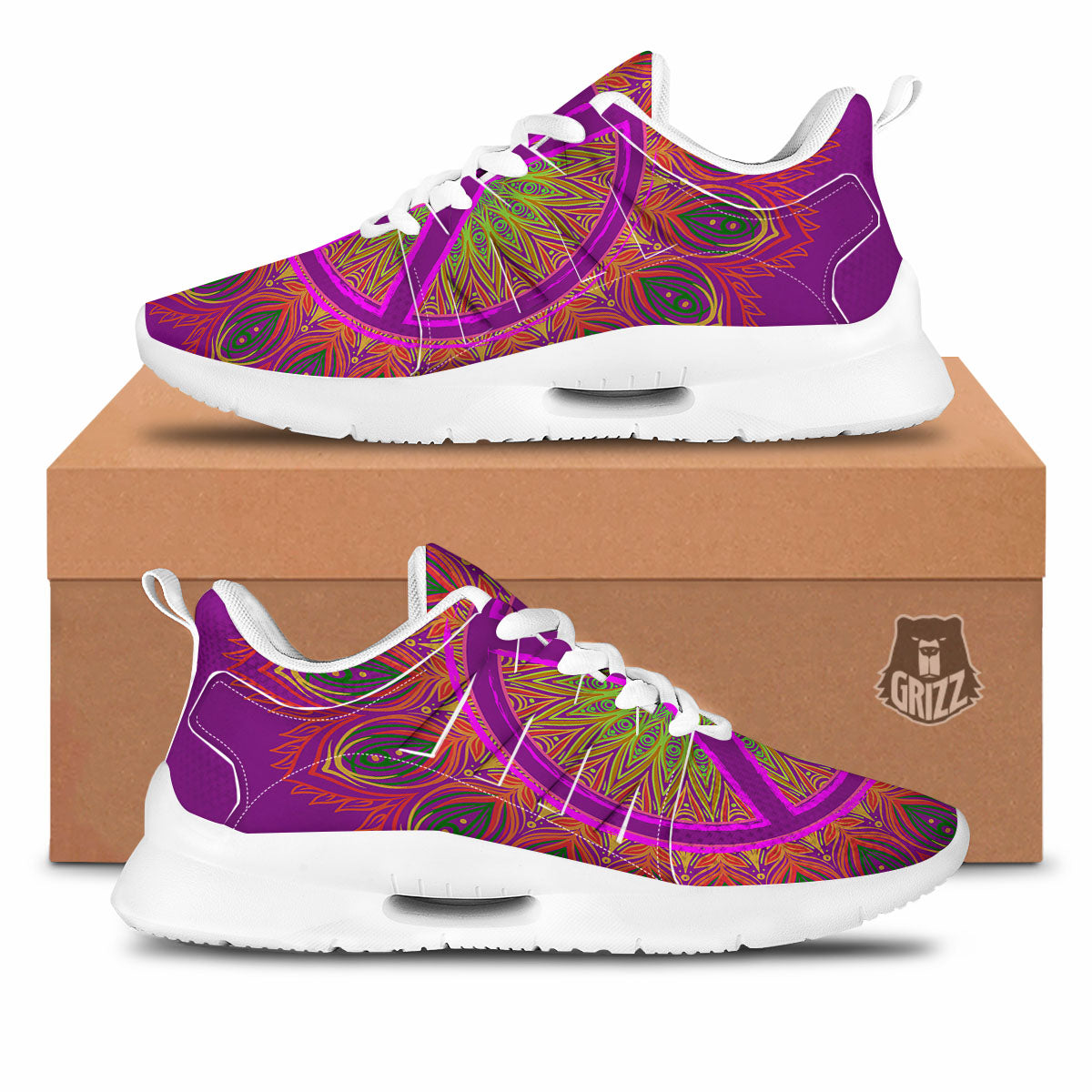 Peace Sign Psychedelic Hippie Print Tennis Shoes-grizzshop