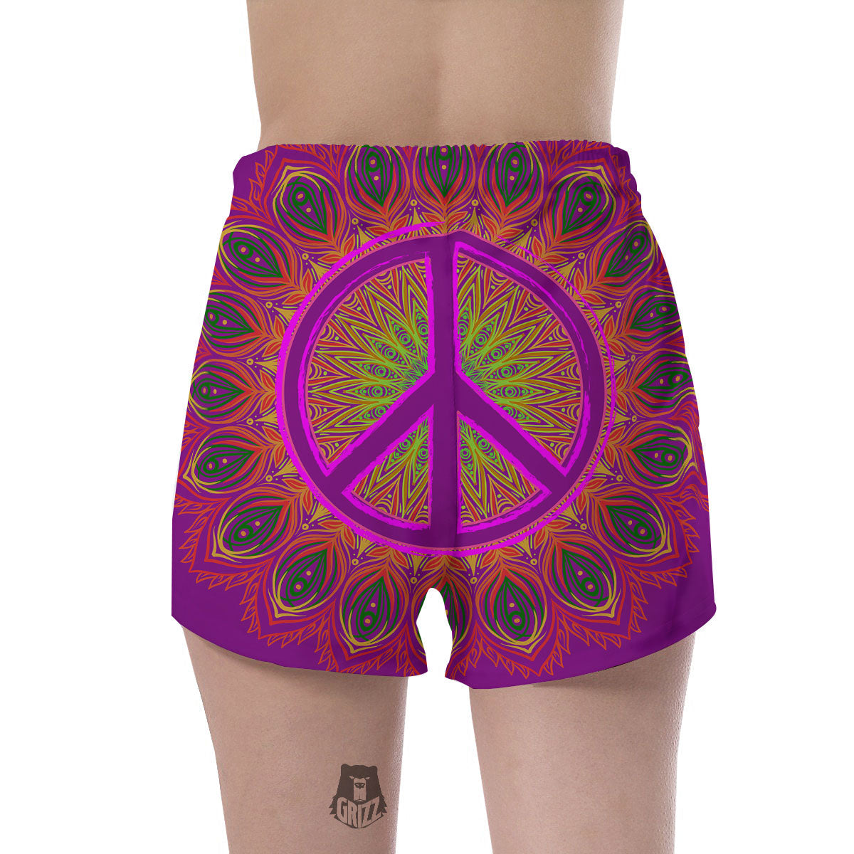 Peace Sign Psychedelic Hippie Print Women's Shorts-grizzshop