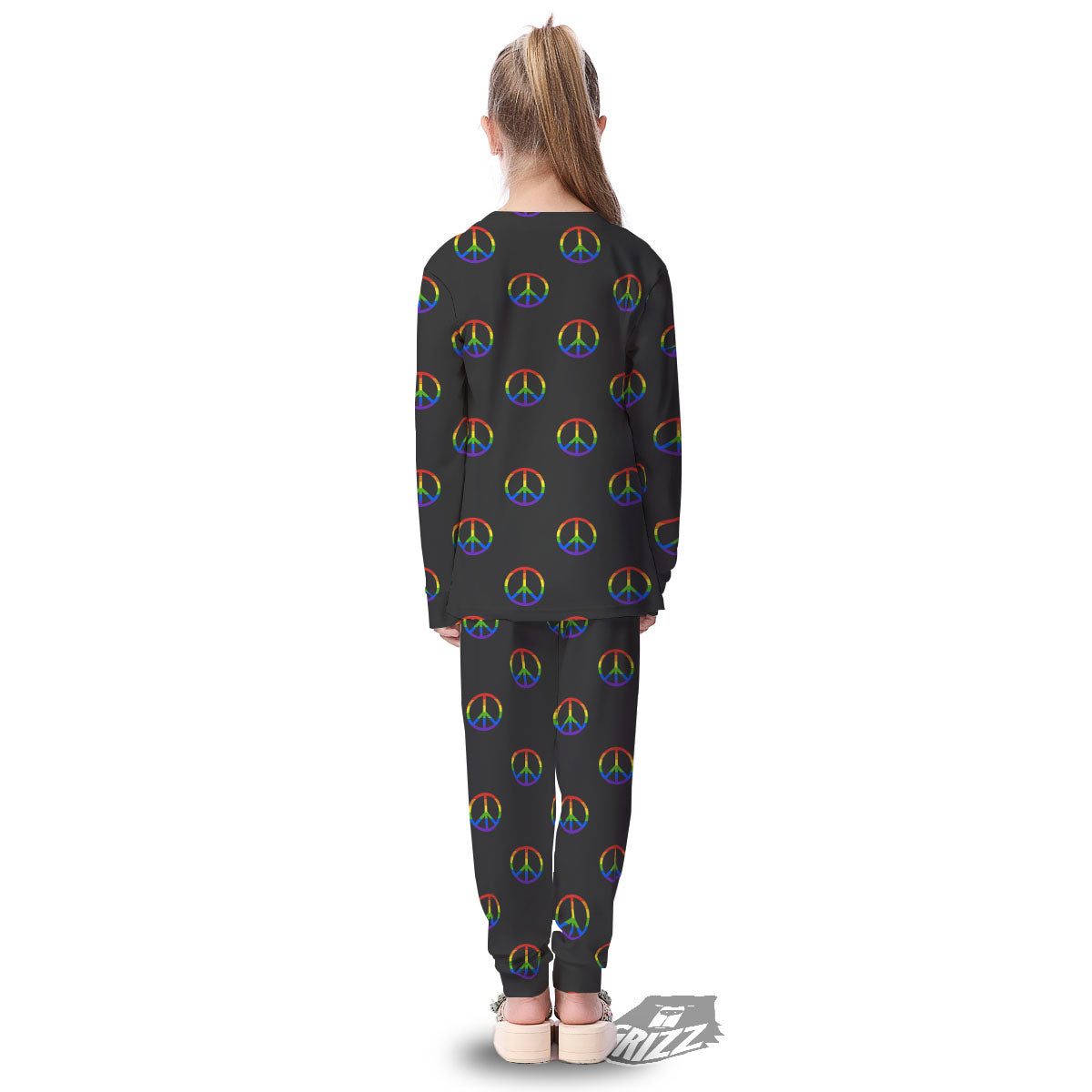 Peace Sign Rainbow LGBT Print Pattern Kid's Pajamas-grizzshop