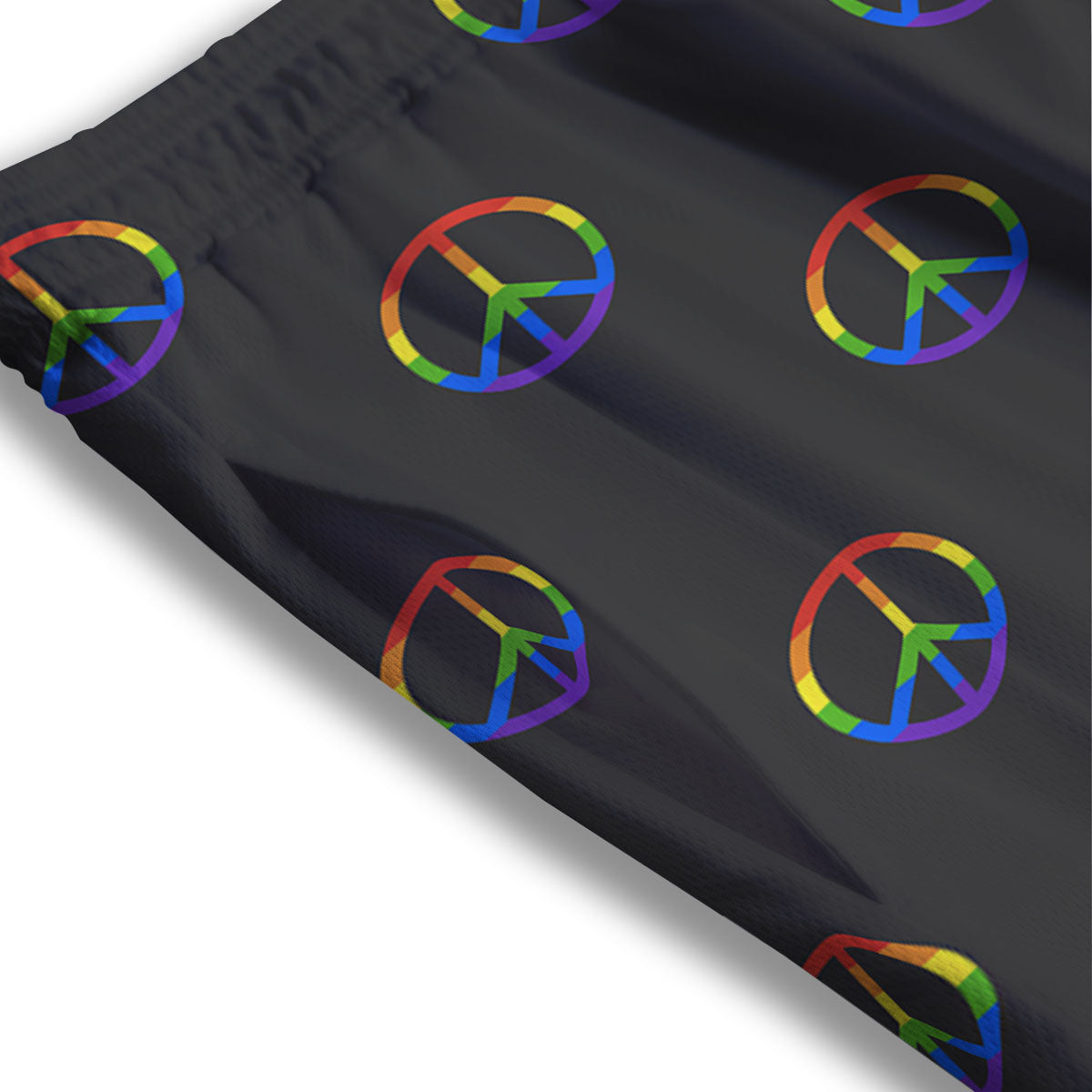 Peace Sign Rainbow LGBT Print Pattern Mesh Shorts