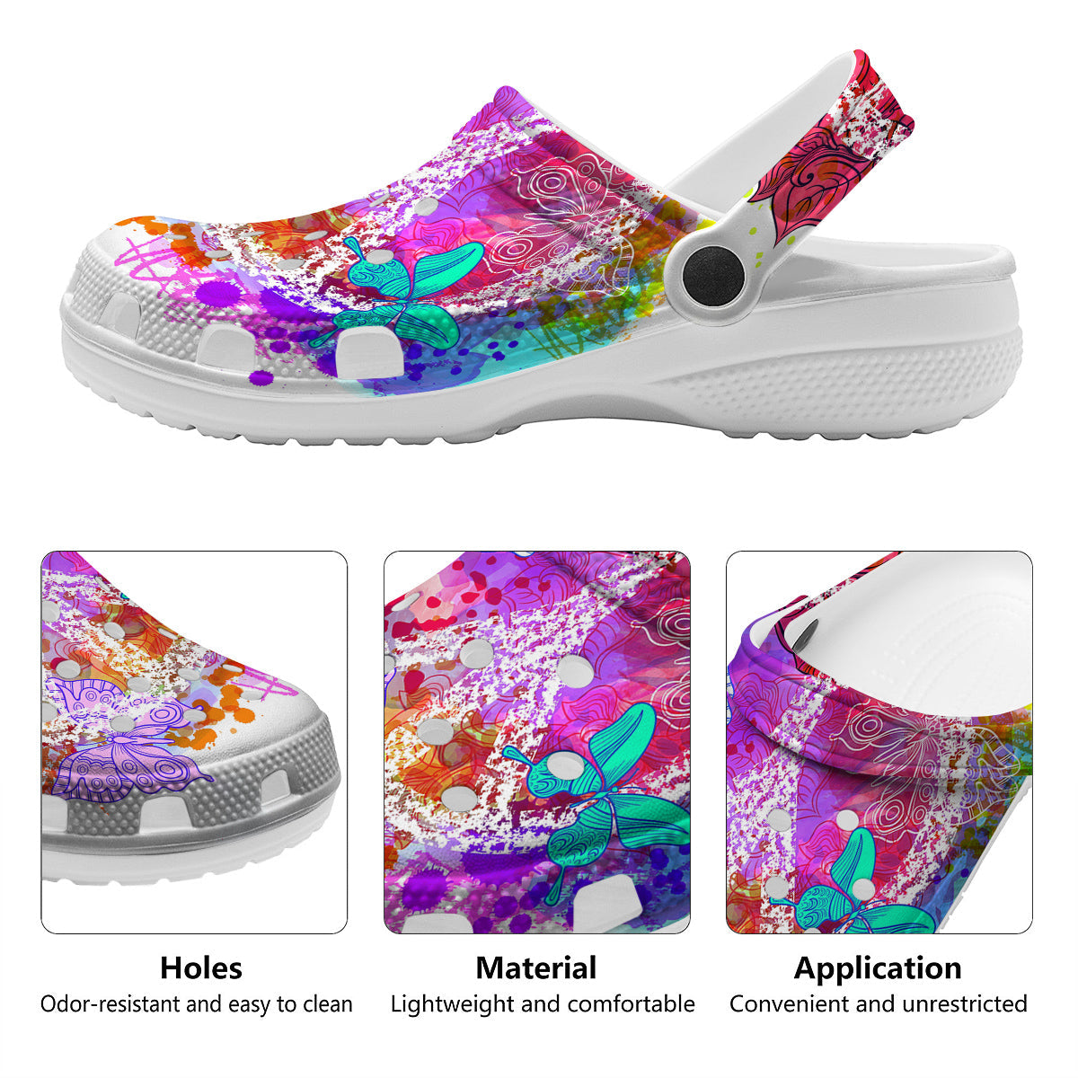 Peace Signs Colorful Hippie Print Clog-grizzshop