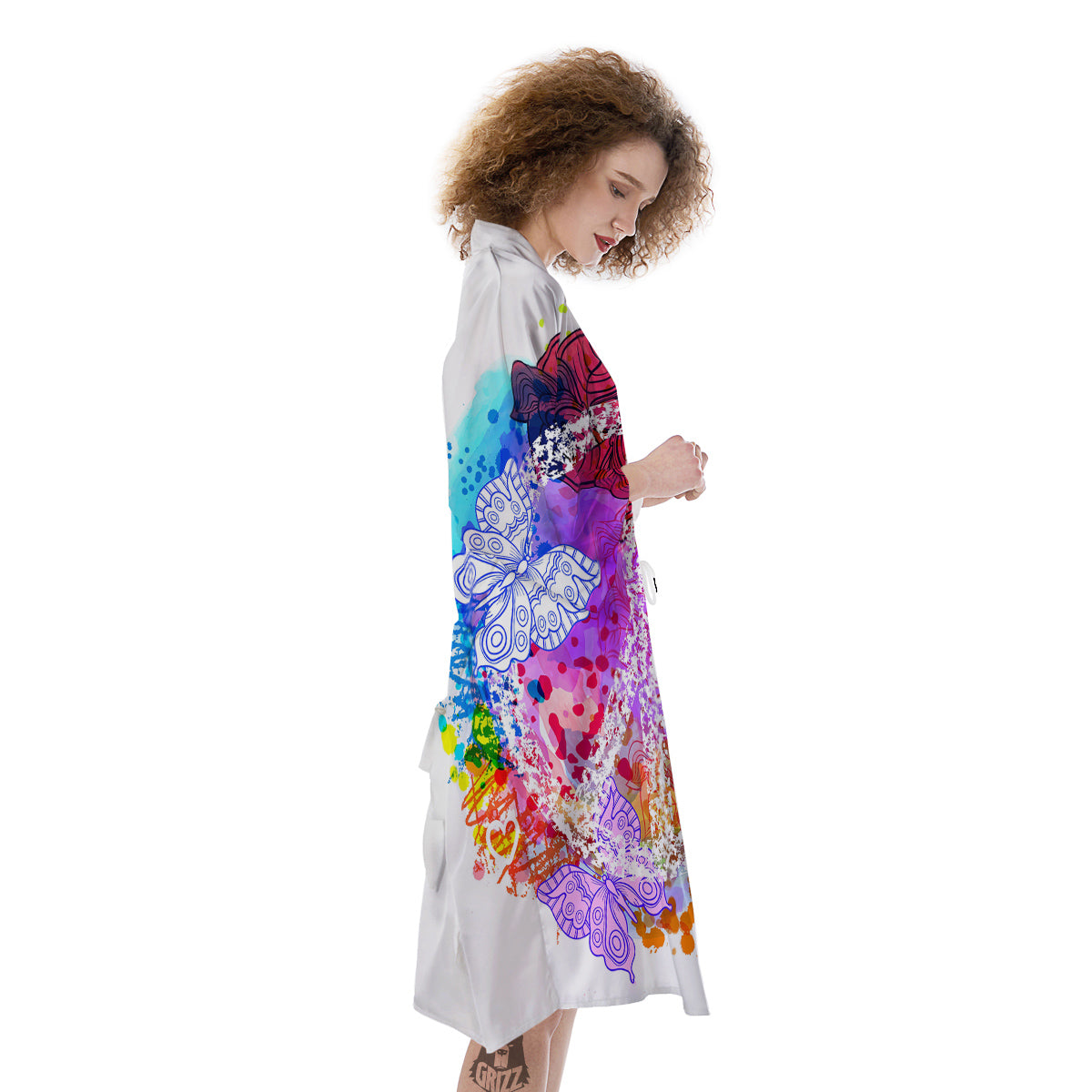 Peace Signs Colorful Hippie Print Kimono-grizzshop