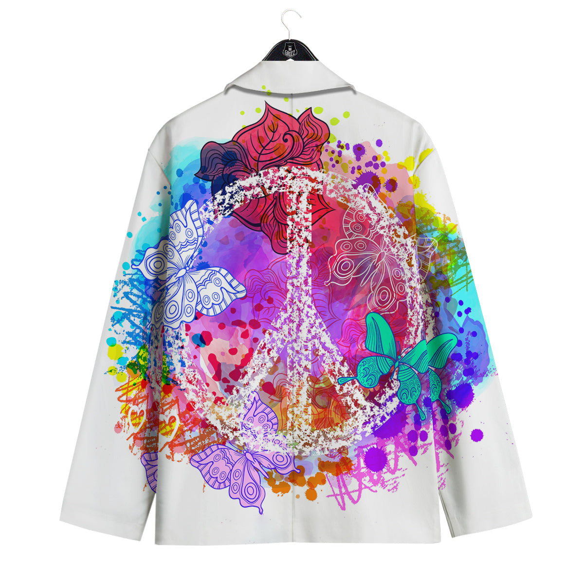 Peace Signs Colorful Hippie Print Men's Sport Coat-grizzshop