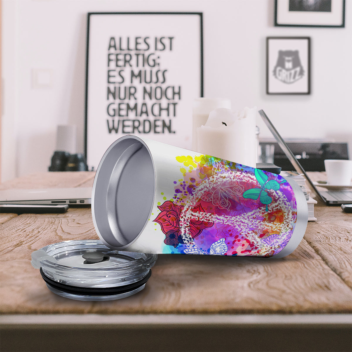 Peace Signs Colorful Hippie Print Tumbler-grizzshop